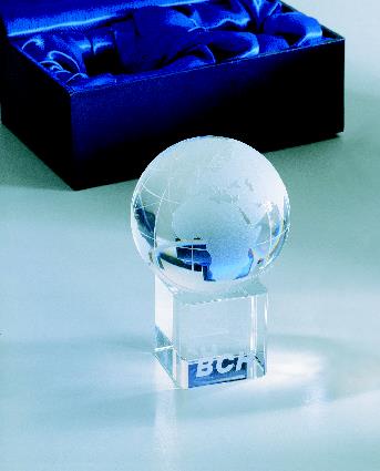 MUNDI Crystal Globe Glass Desk Paperweight