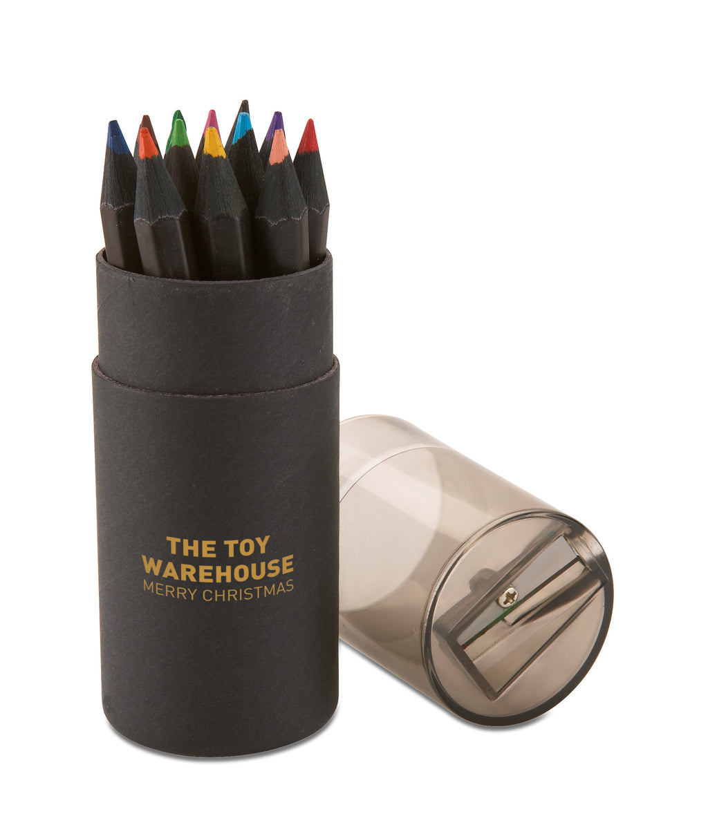 BLOCKY Black Colouring Pencil Set with Sharpener