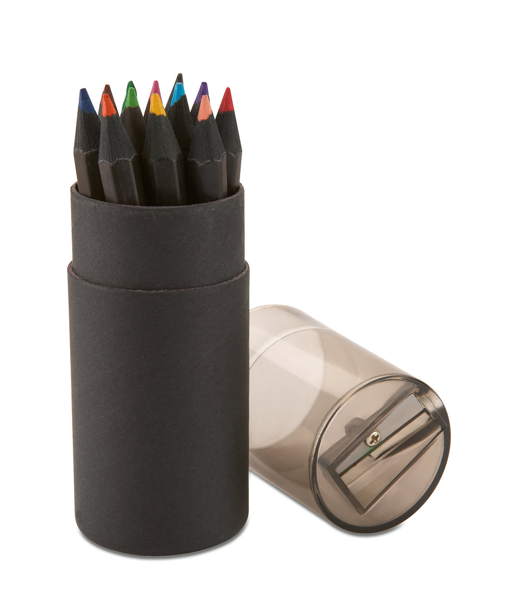 BLOCKY Black Colouring Pencil Set with Sharpener