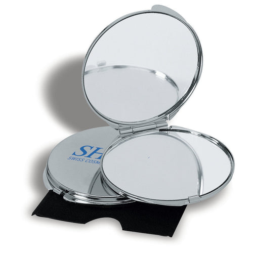 Guapas Chrome Plated Metal Compact Mirror with Magnification