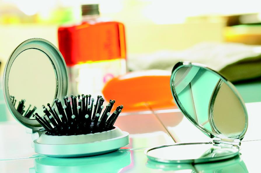 B Beauty Compact Foldable Hair Brush and Mirror
