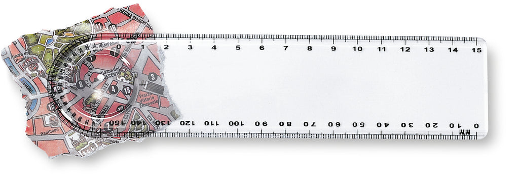 LASTA 15cm Ruler with Magnifier and Protractor