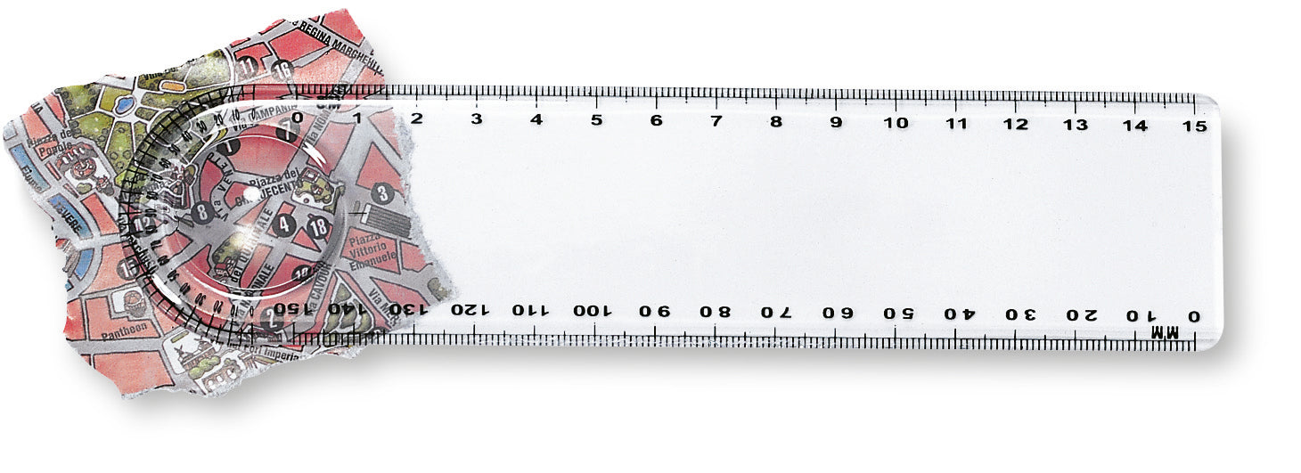 LASTA 15cm Ruler with Magnifier and Protractor