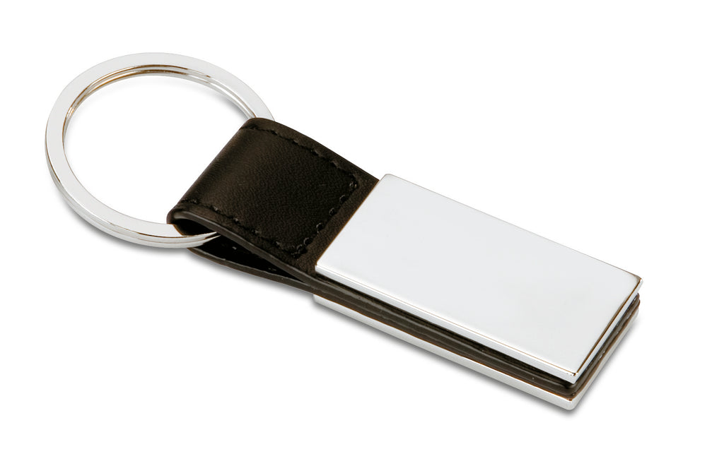Rectanglo PU and Metal Plate Key Ring