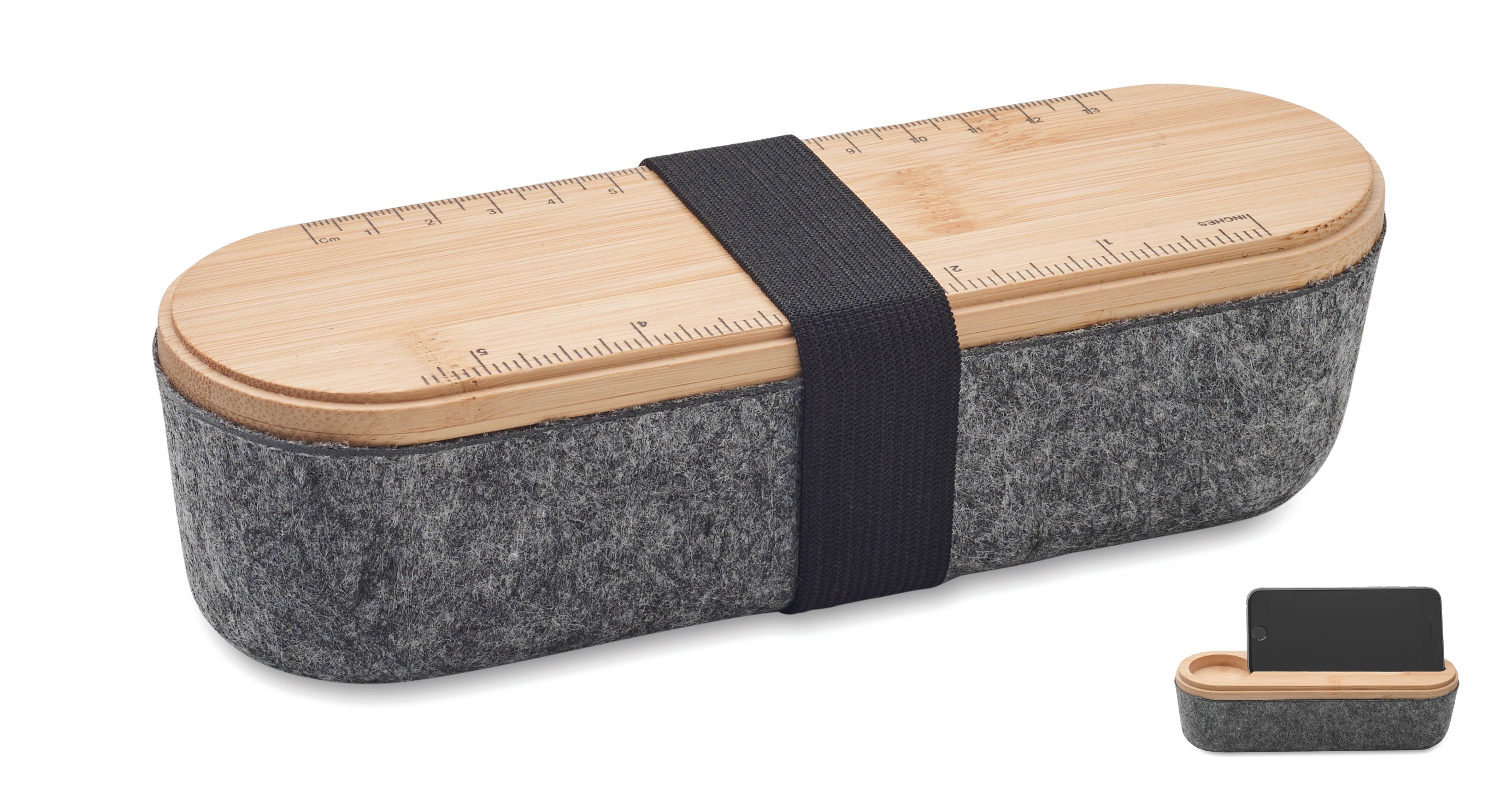 Mile RPET Felt Pencil Case with Bamboo Lid