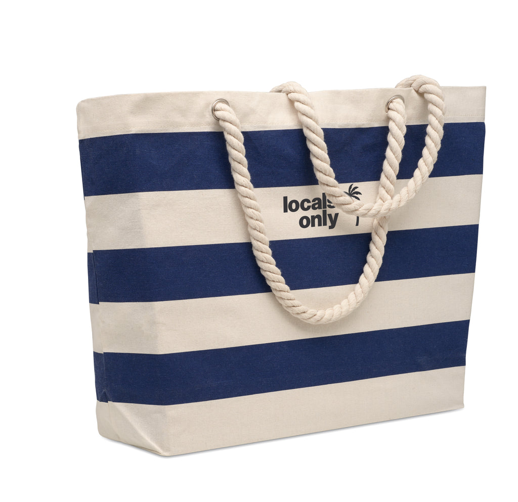 Heaven Stripe Cotton Beach Bag with Cord Handles