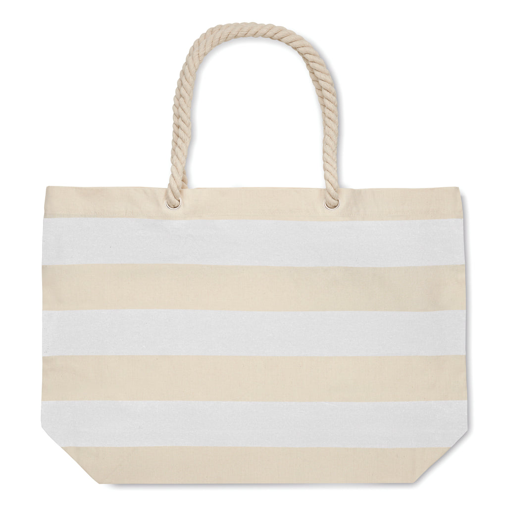 Heaven Stripe Cotton Beach Bag with Cord Handles