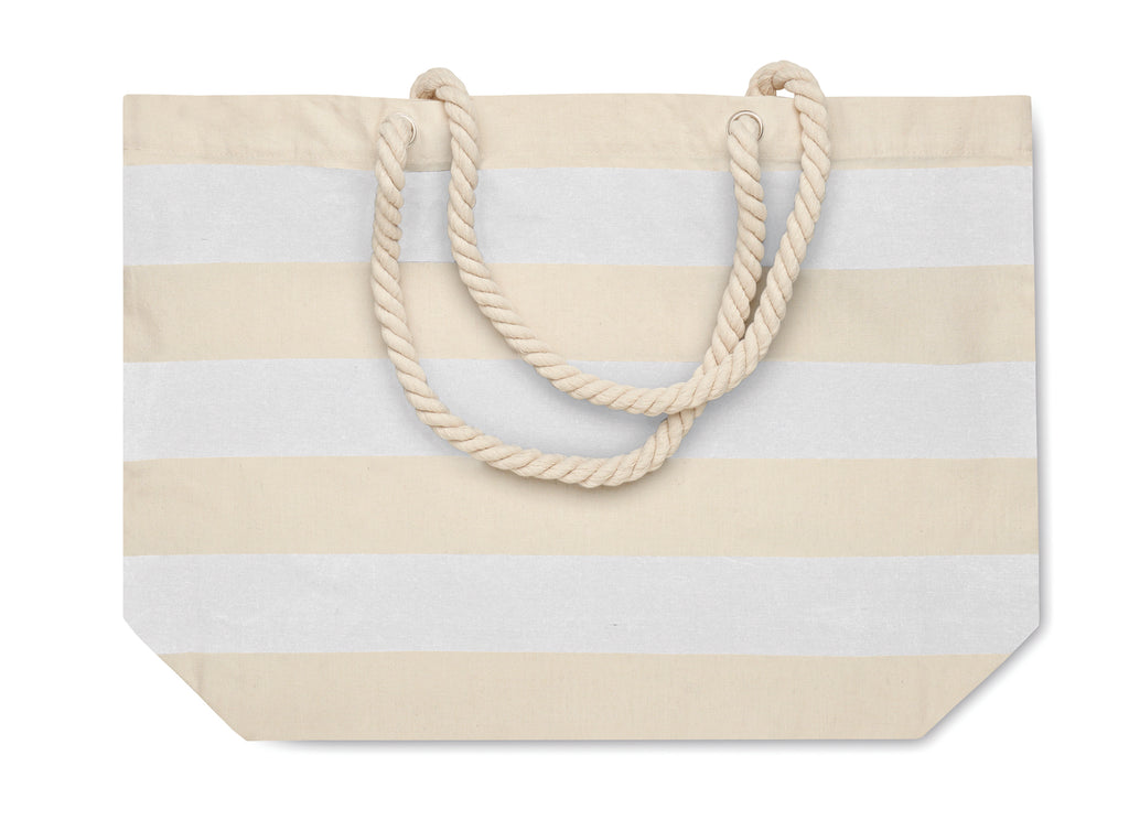 Heaven Stripe Cotton Beach Bag with Cord Handles