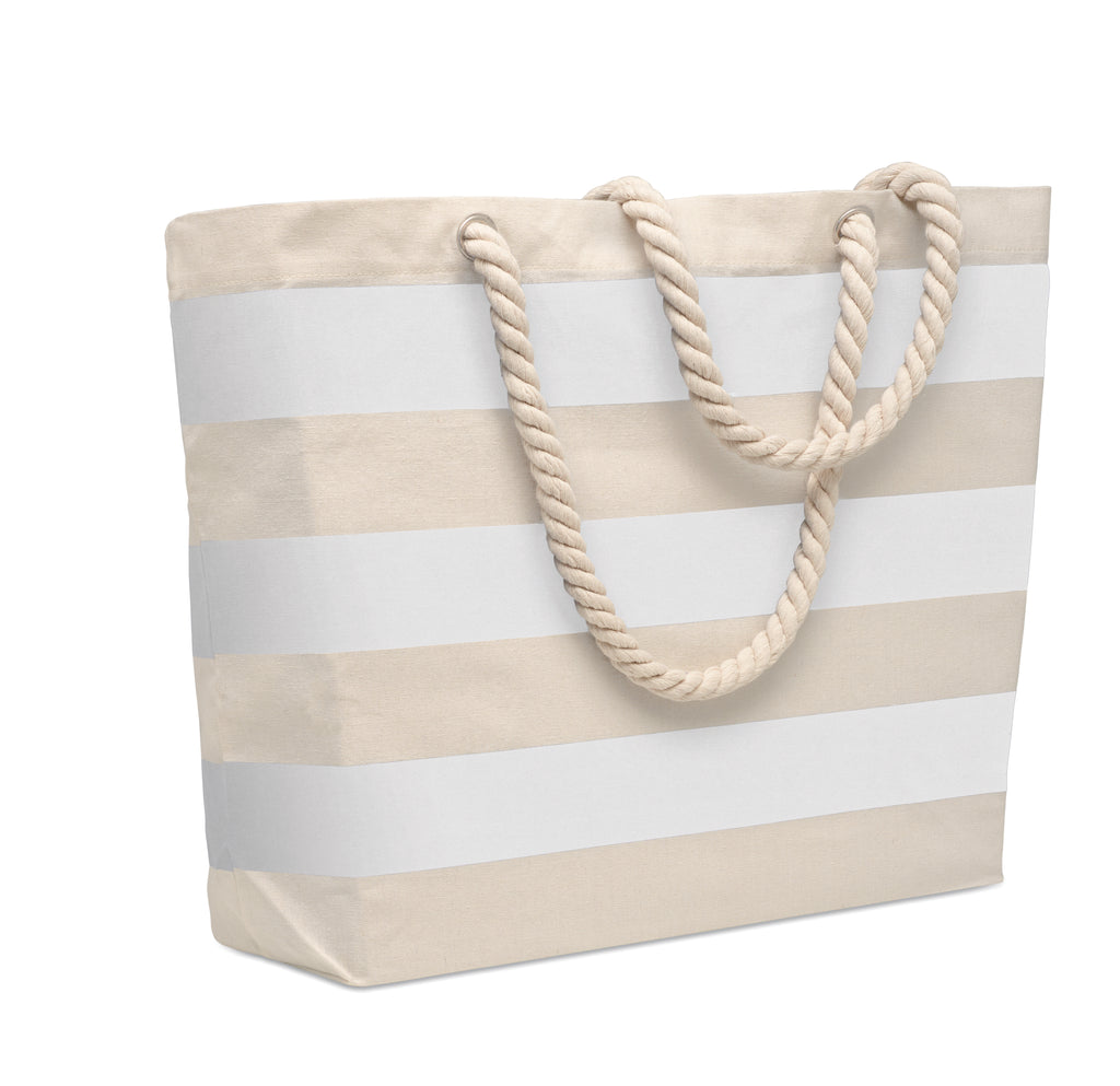 Heaven Stripe Cotton Beach Bag with Cord Handles