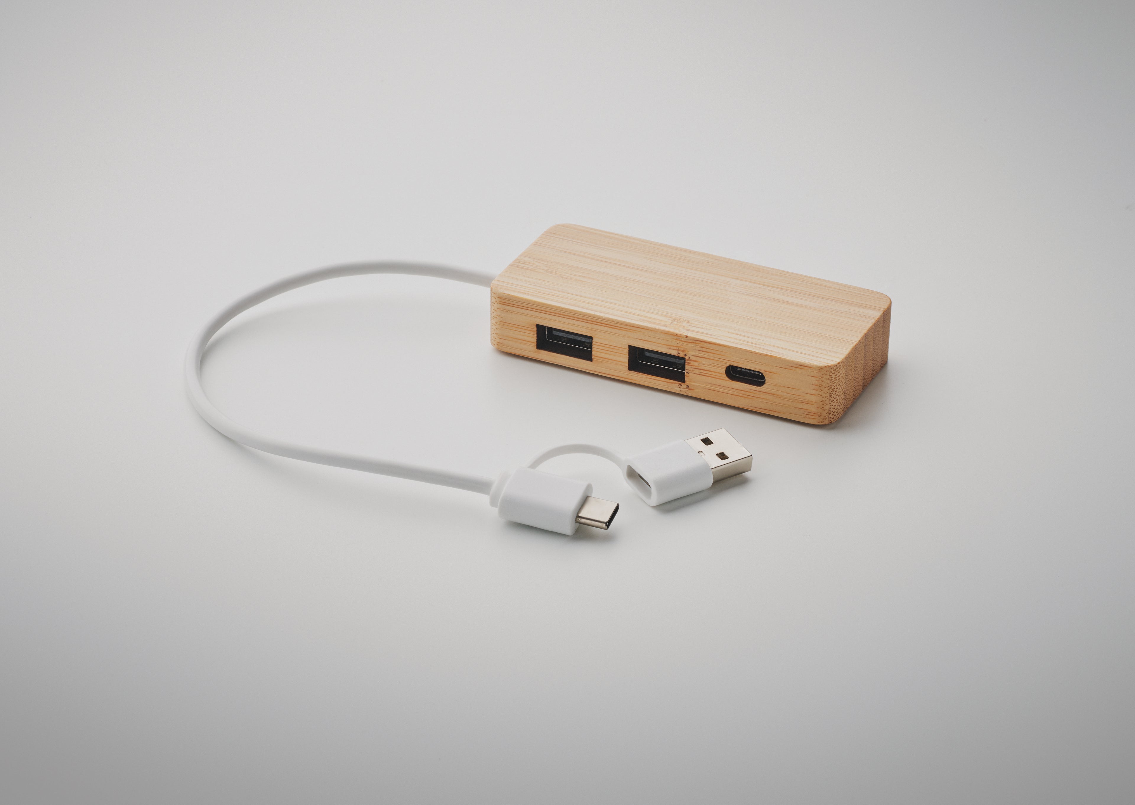 HUBBAM Bamboo USB Hub with 3 Ports