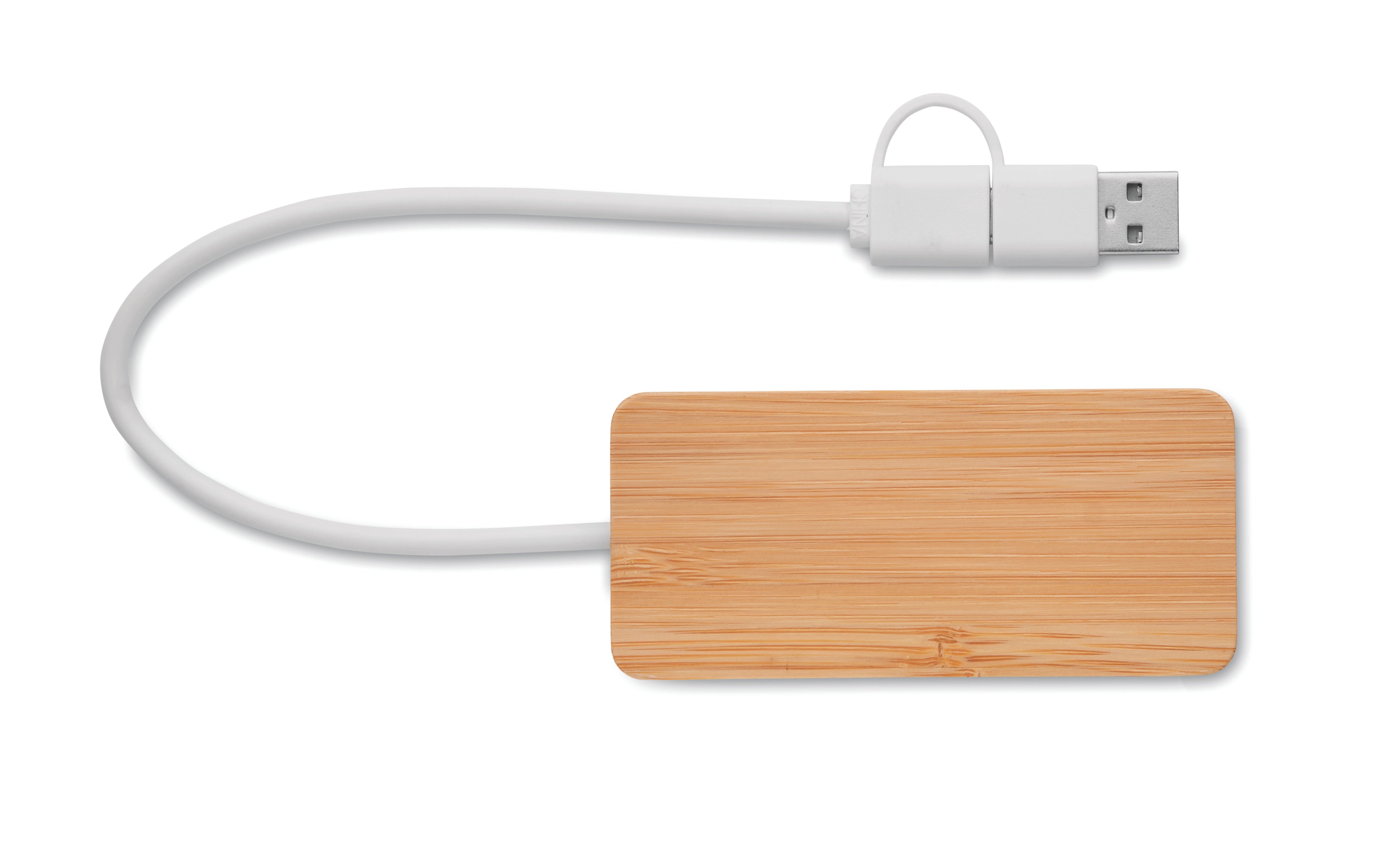 HUBBAM Bamboo USB Hub with 3 Ports