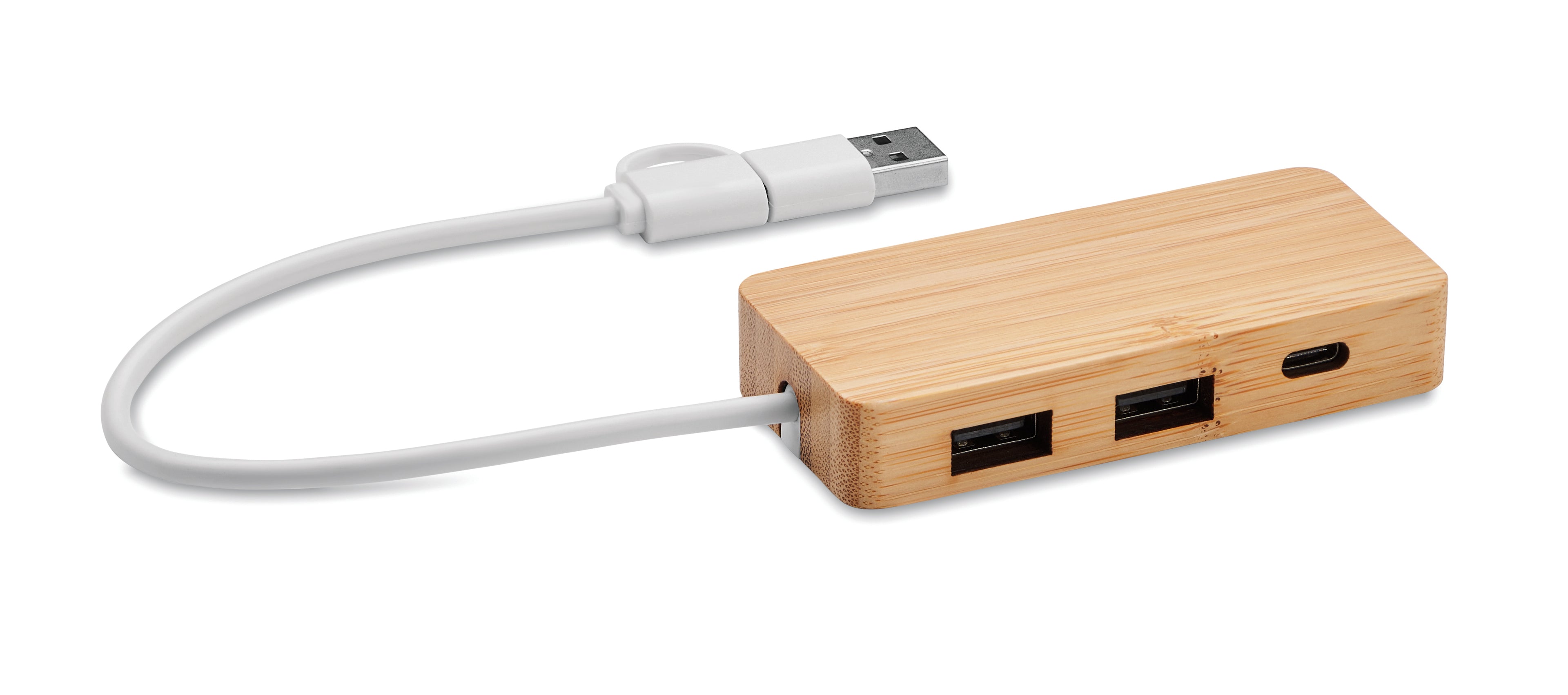 HUBBAM Bamboo USB Hub with 3 Ports