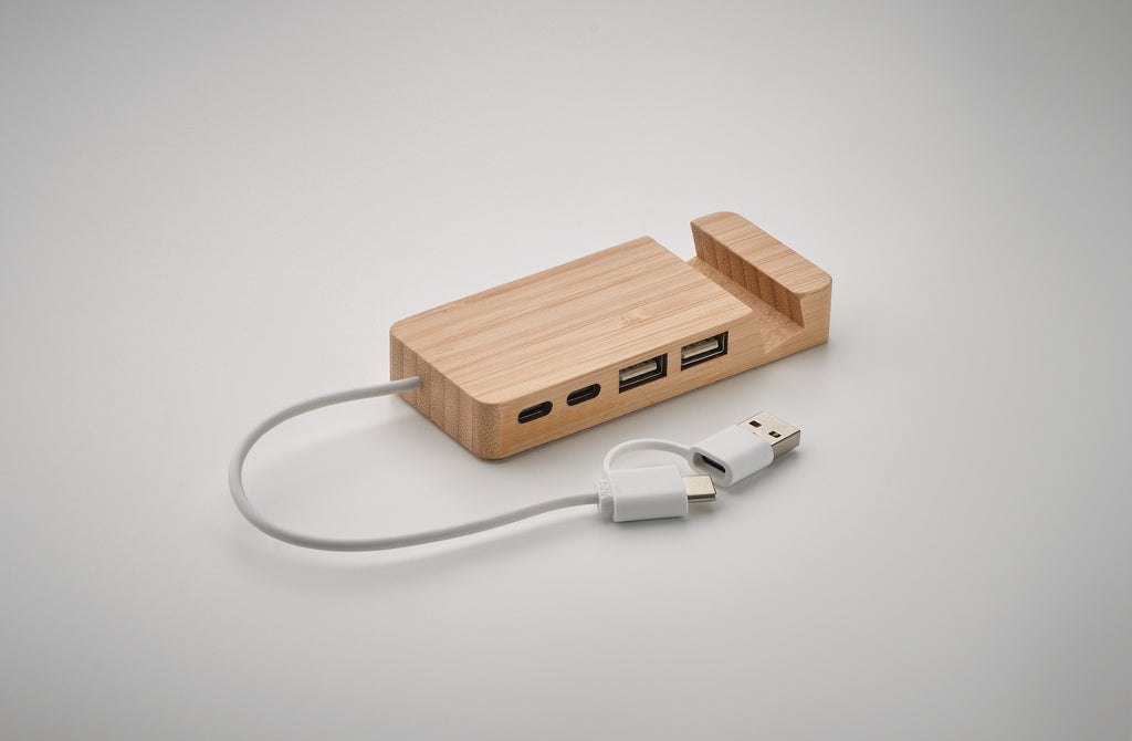 HUBSTAND Bamboo USB Hub with 4 Ports