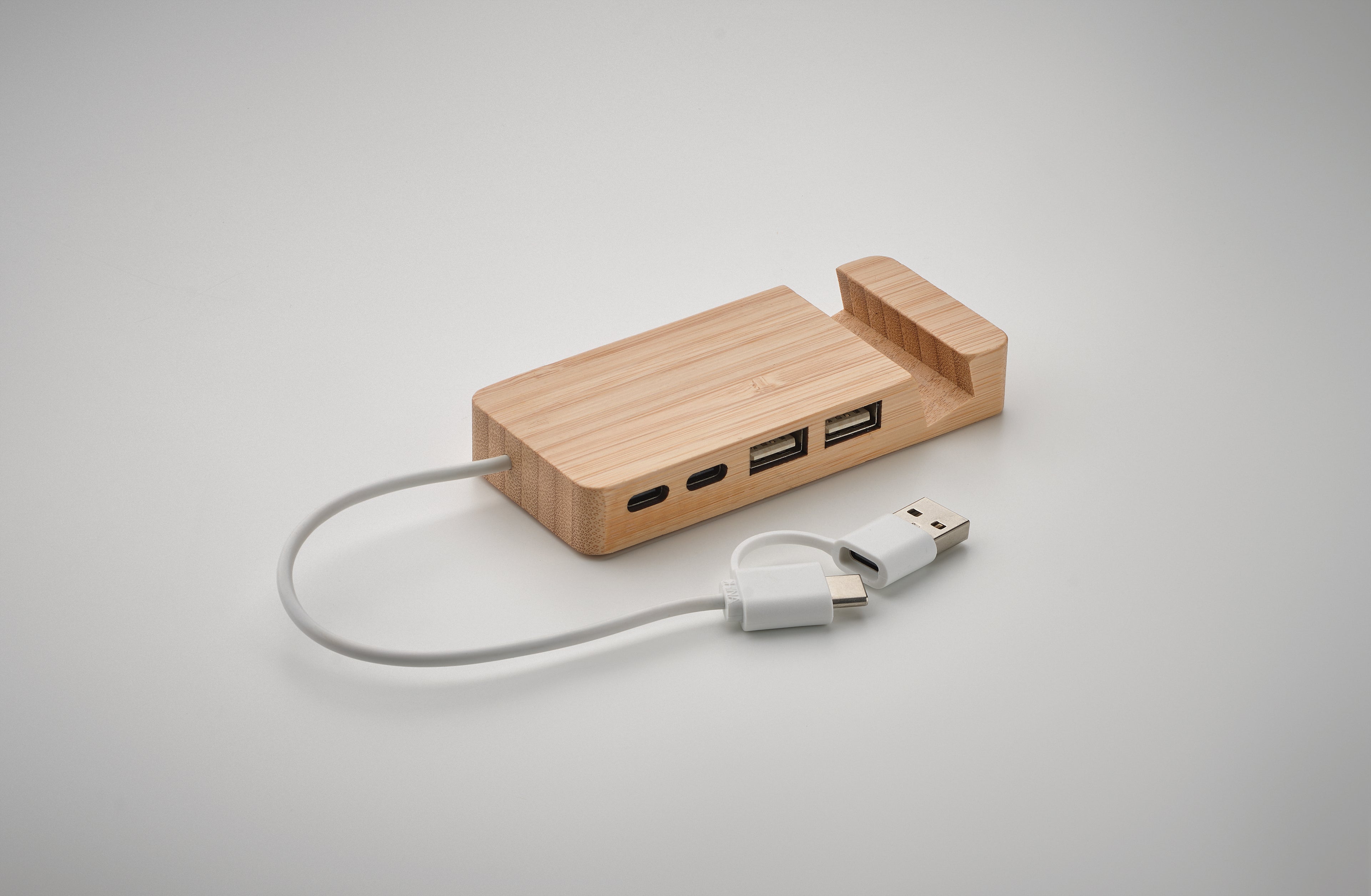 HUBSTAND Bamboo USB Hub with 4 Ports