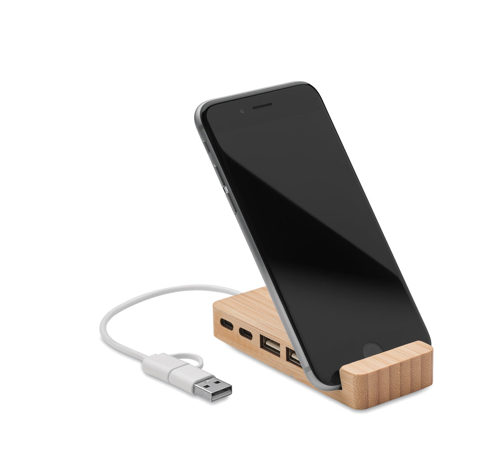 HUBSTAND Bamboo USB Hub with 4 Ports