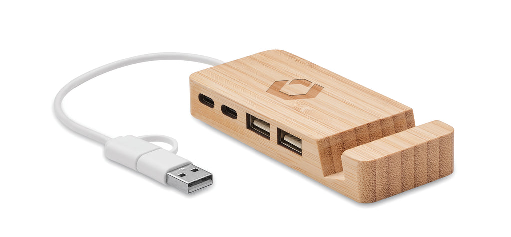 HUBSTAND Bamboo USB Hub with 4 Ports