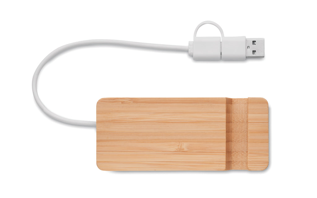 HUBSTAND Bamboo USB Hub with 4 Ports