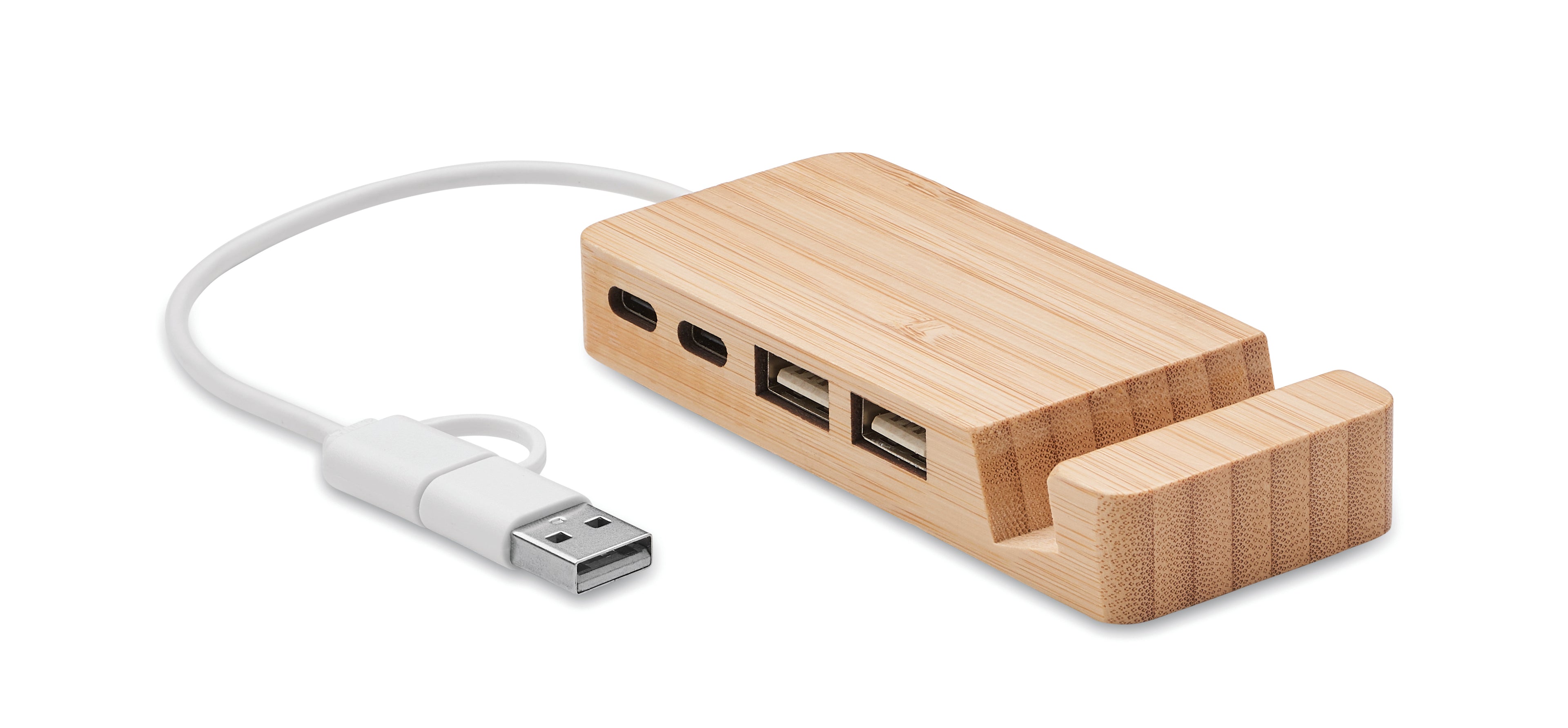 HUBSTAND Bamboo USB Hub with 4 Ports