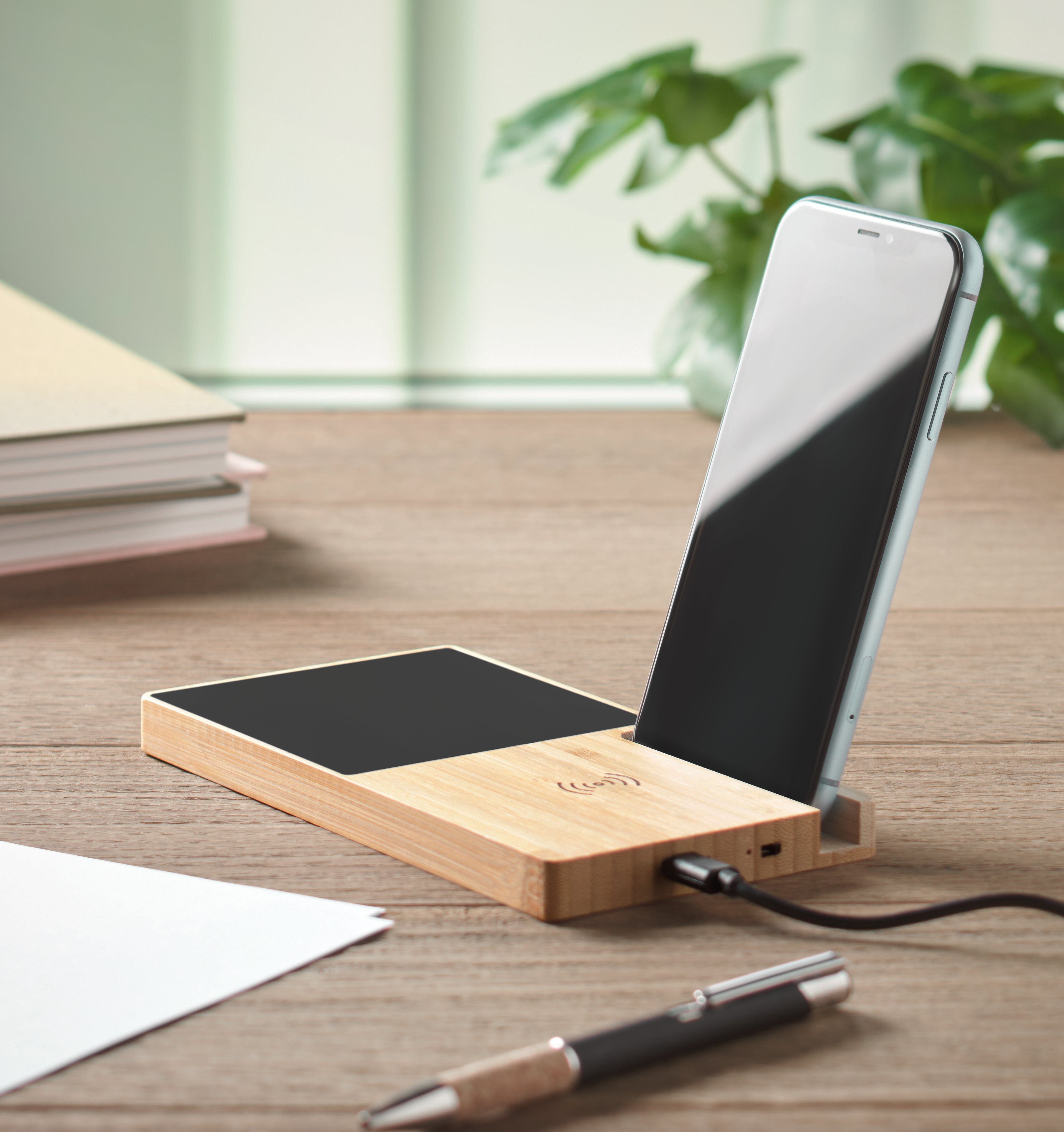 SIBIT Bamboo Wireless Charger with Mug Warmer