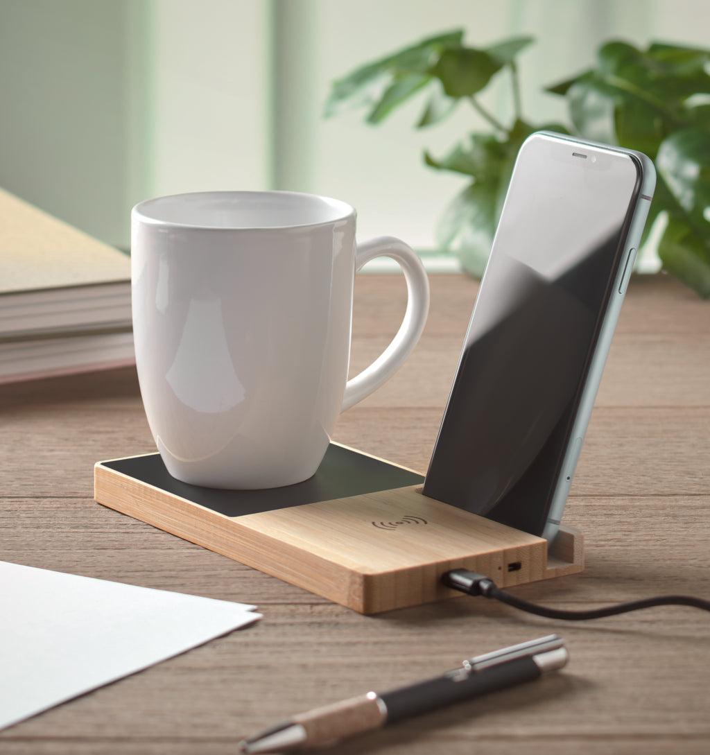 SIBIT Bamboo Wireless Charger with Mug Warmer