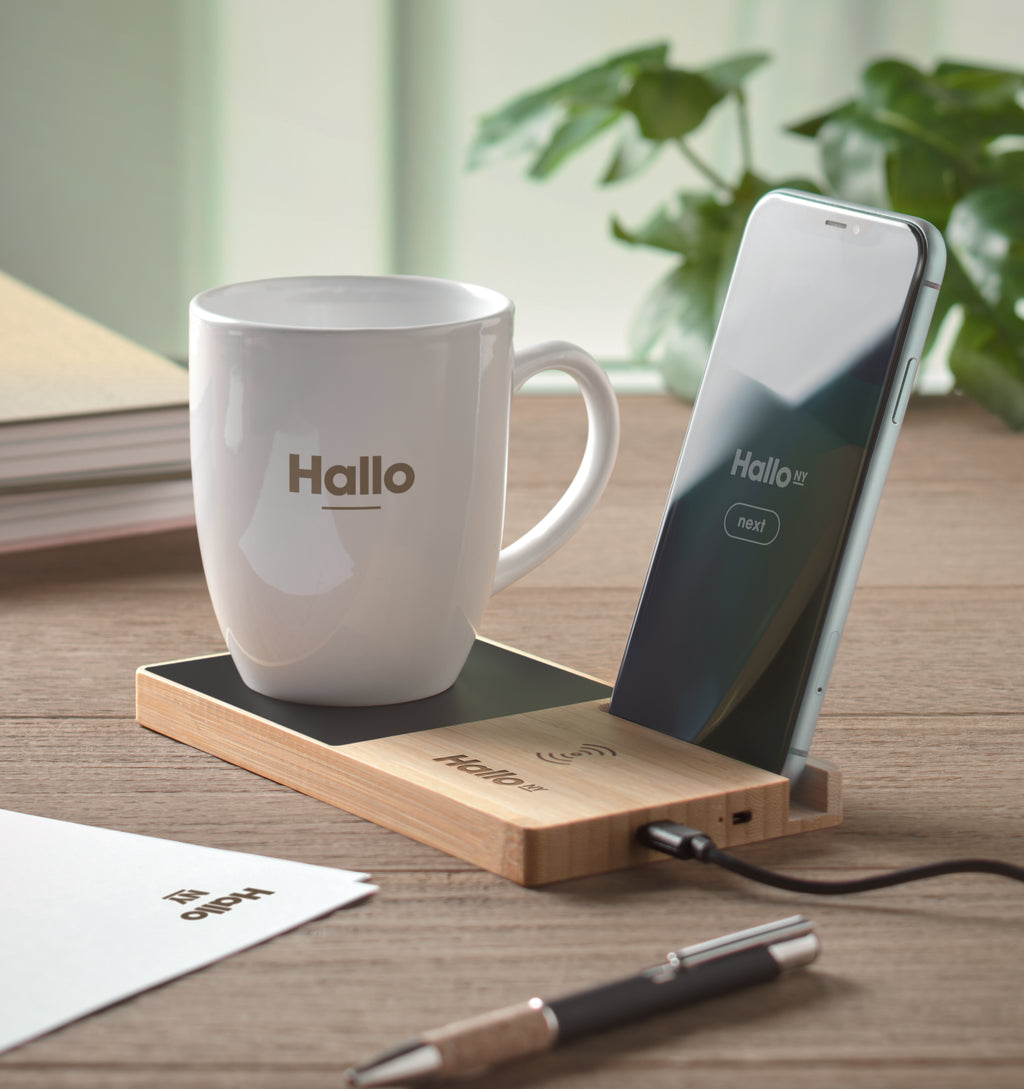SIBIT Bamboo Wireless Charger with Mug Warmer
