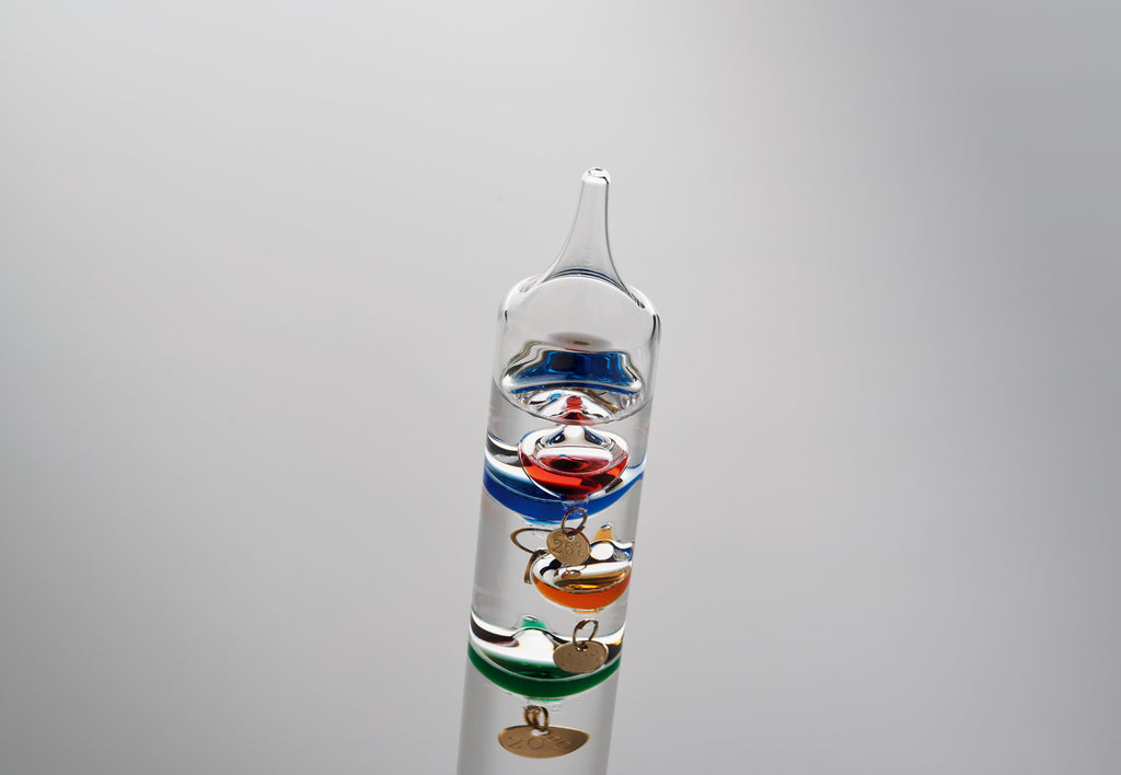 GALI Galileo Thermometer Glass 28cm with Wooden Base