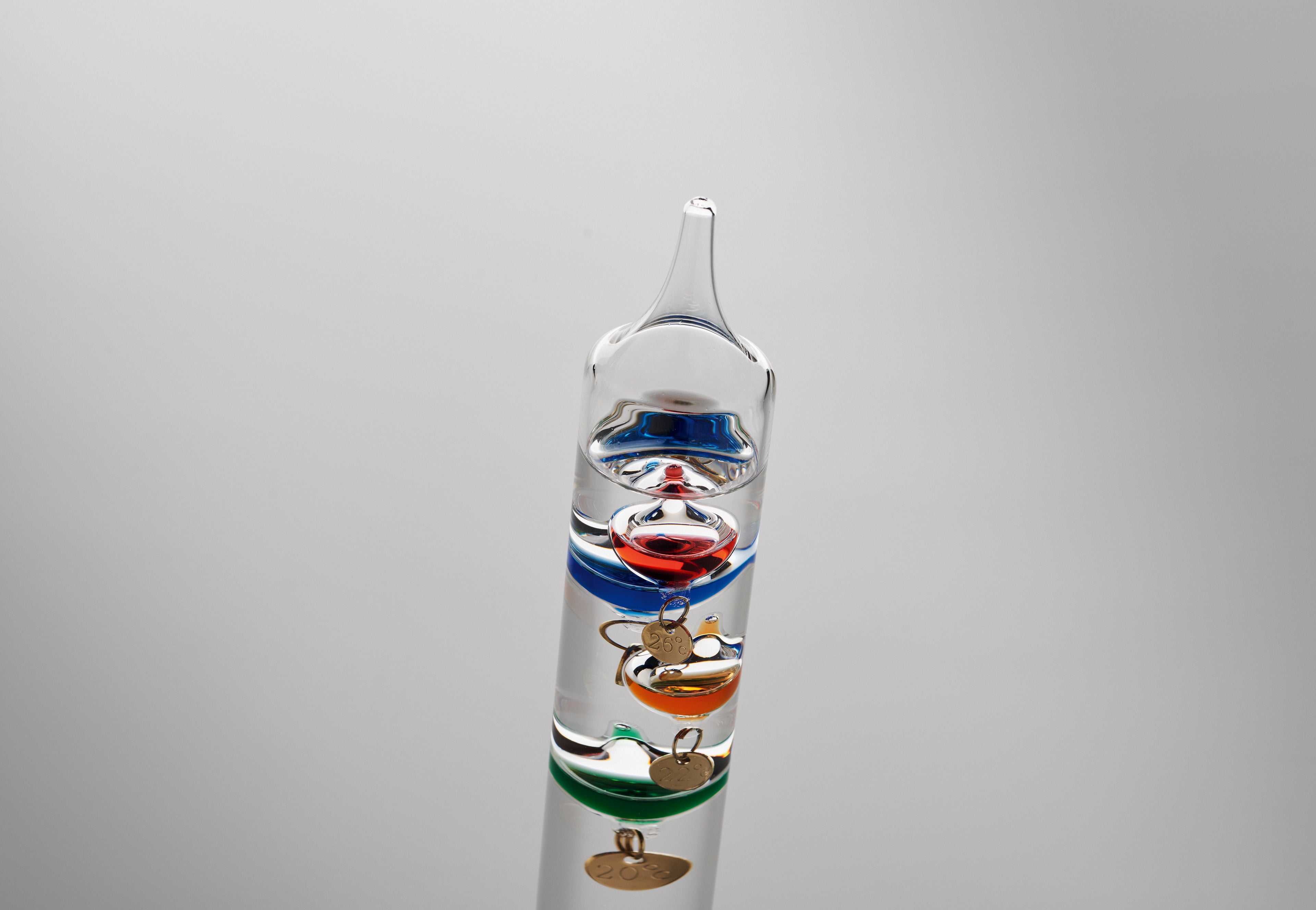 GALI Galileo Thermometer Glass 28cm with Wooden Base
