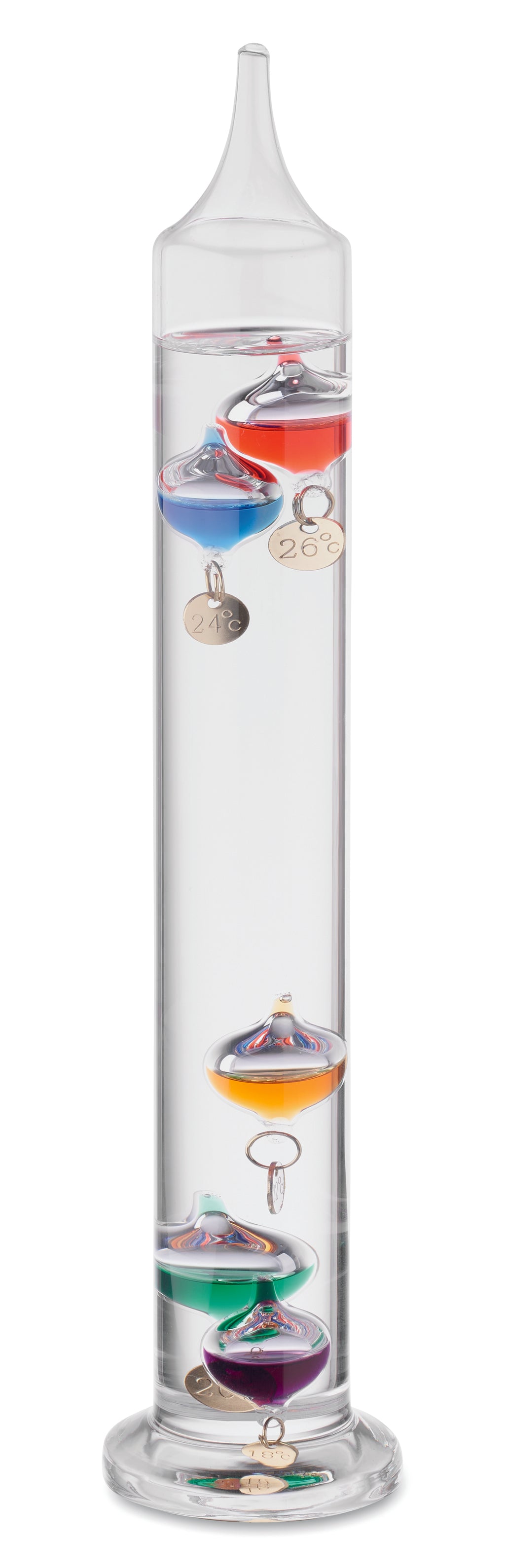 GALI Galileo Thermometer Glass 28cm with Wooden Base