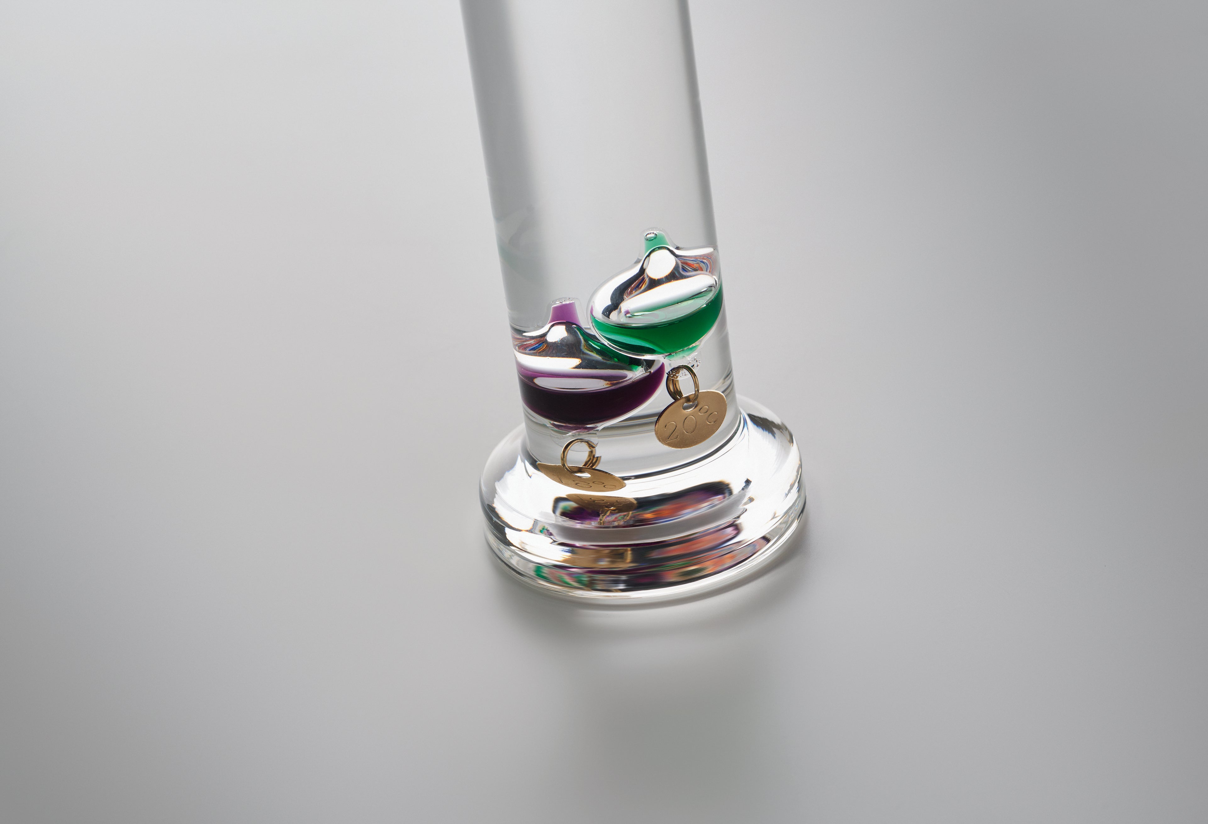GALI Galileo Thermometer Glass 28cm with Wooden Base