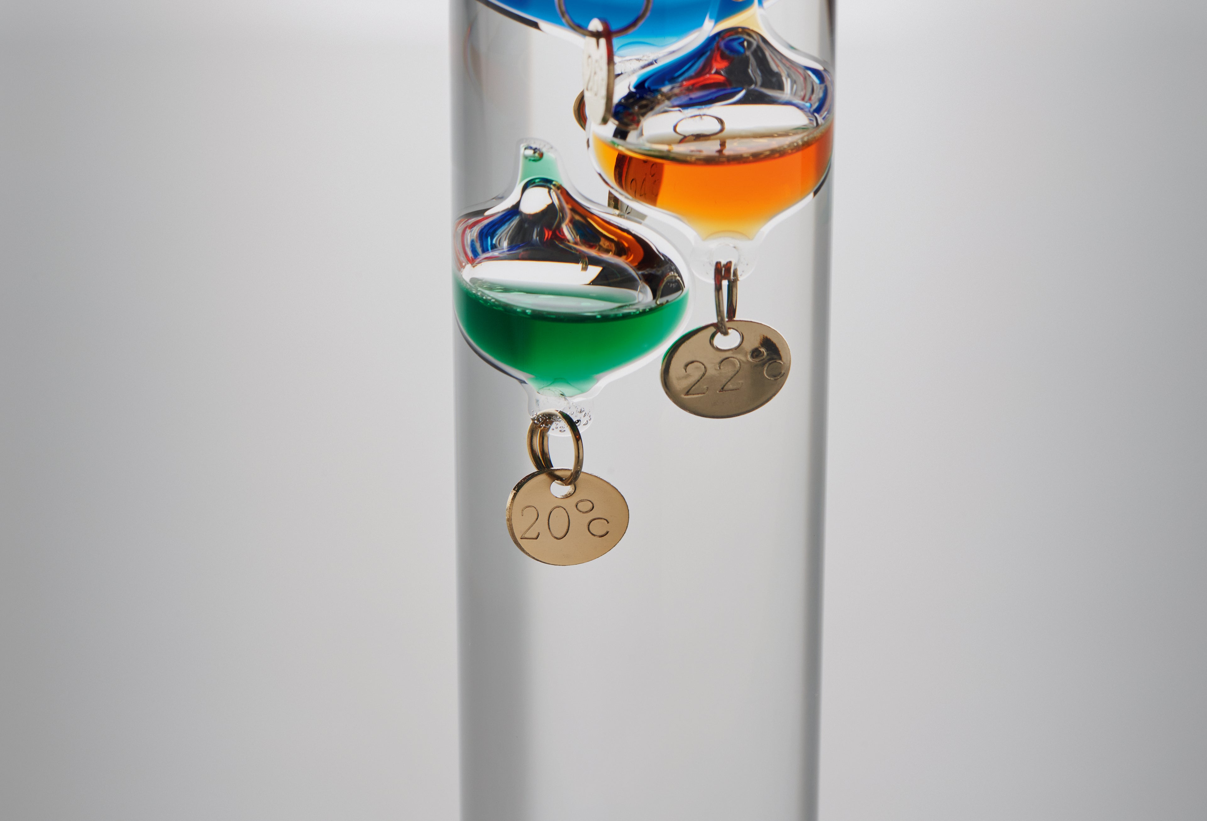 GALI Galileo Thermometer Glass 28cm with Wooden Base