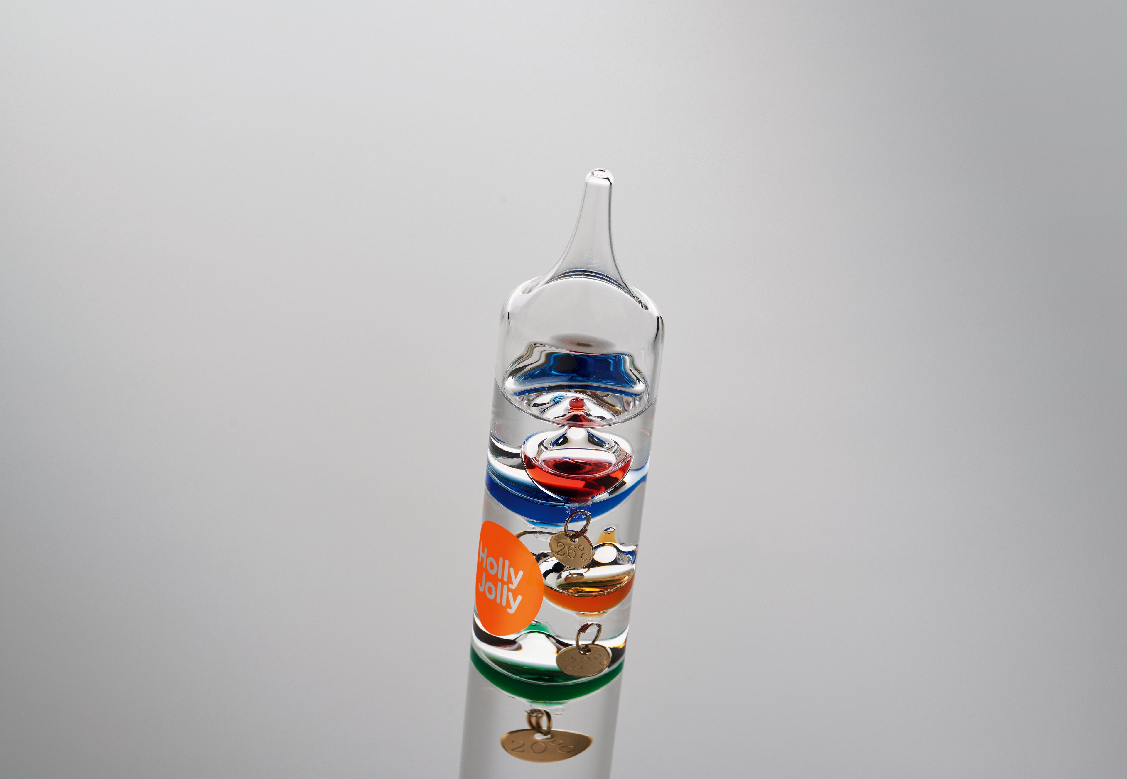 GALI Galileo Thermometer Glass 28cm with Wooden Base