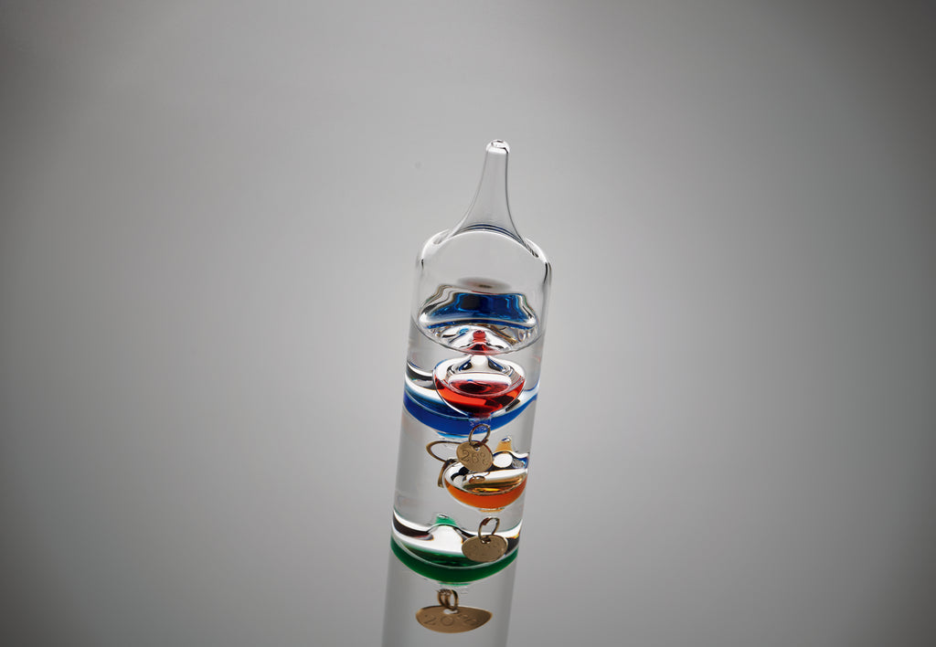 GALI Galileo Thermometer Glass 28cm with Wooden Base