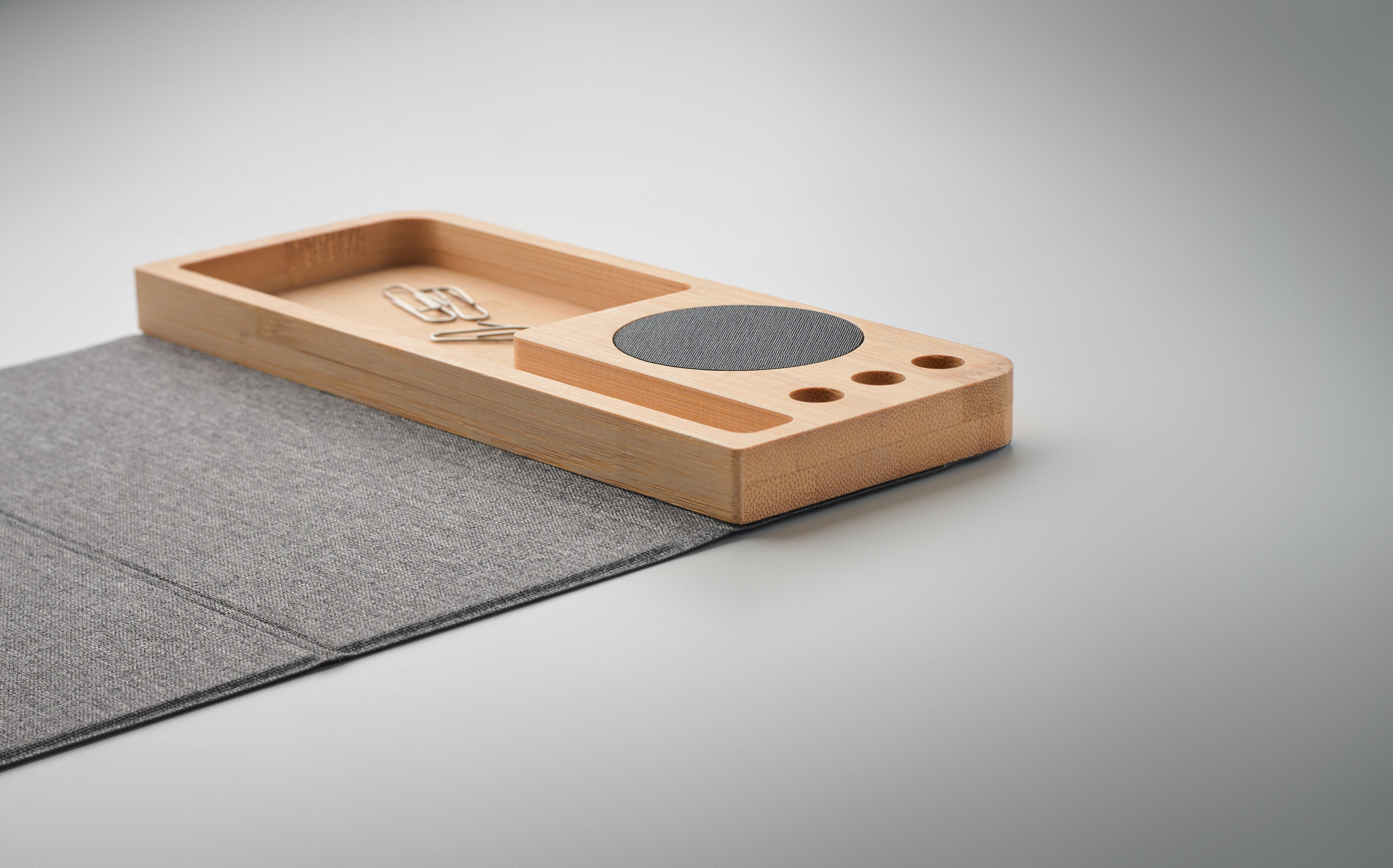 PANDU Bamboo Wireless Charger and Desk Organizer