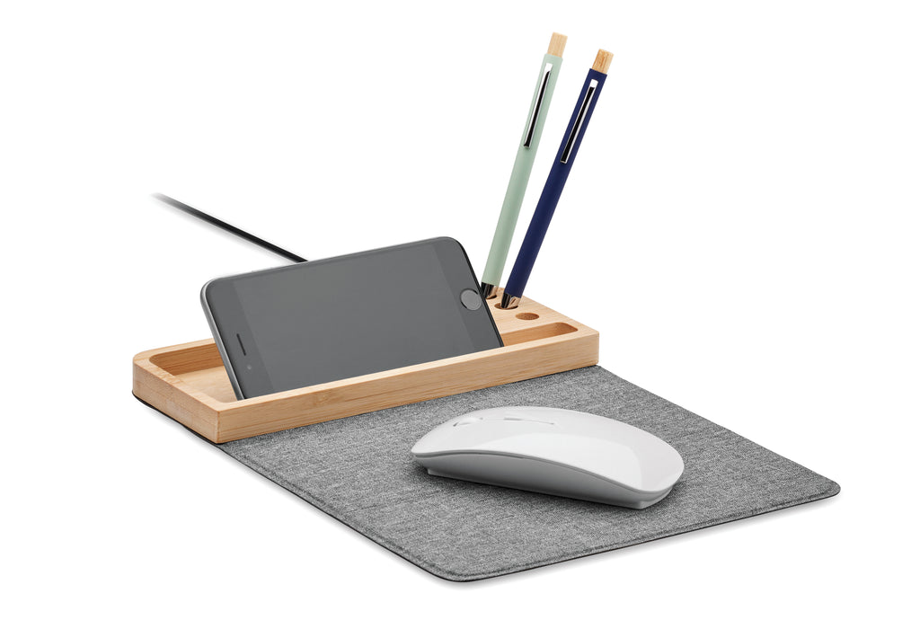 PANDU Bamboo Wireless Charger and Desk Organizer