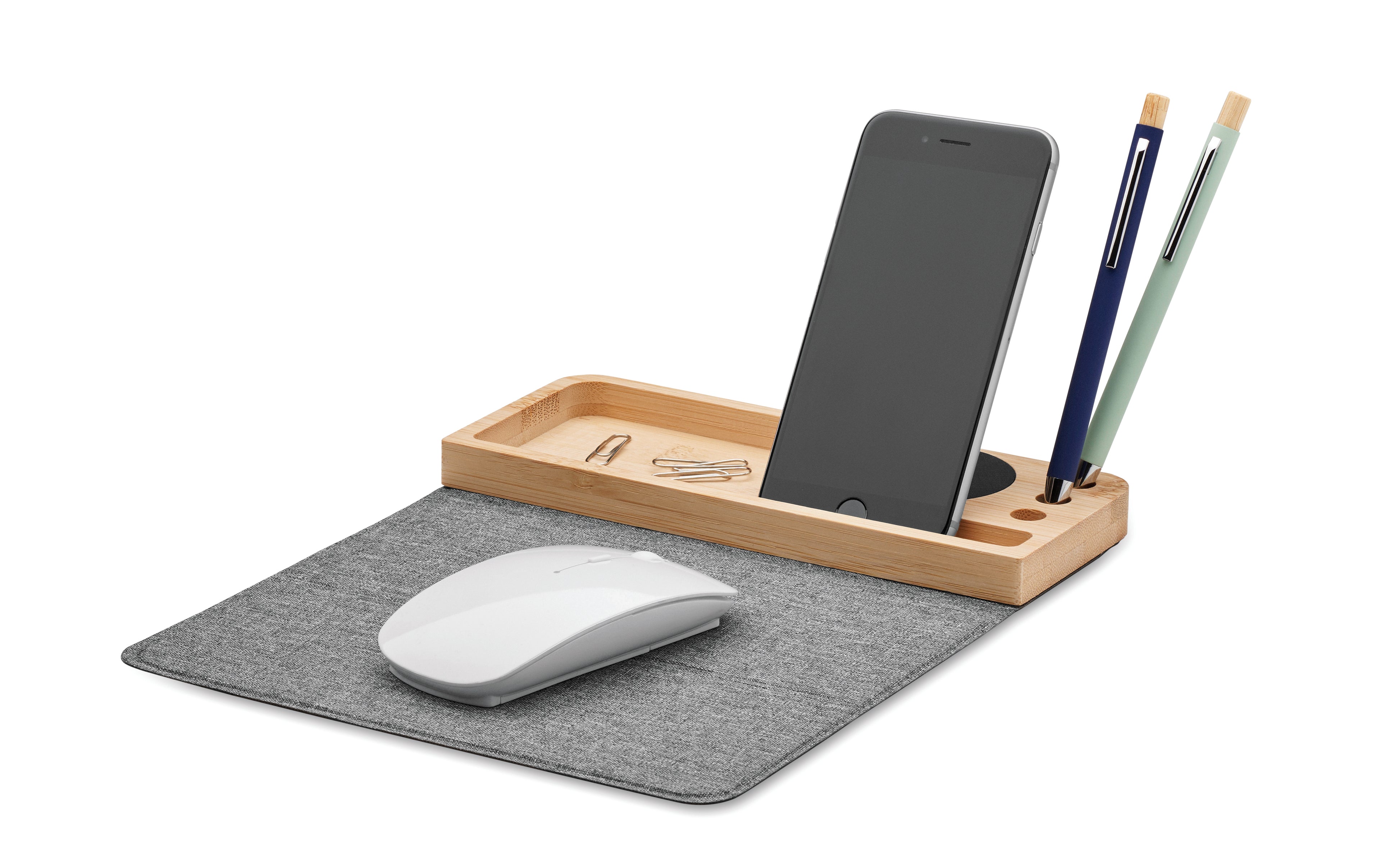 PANDU Bamboo Wireless Charger and Desk Organizer