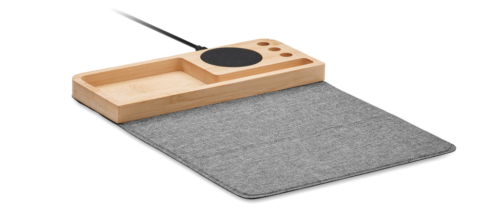 PANDU Bamboo Wireless Charger and Desk Organizer