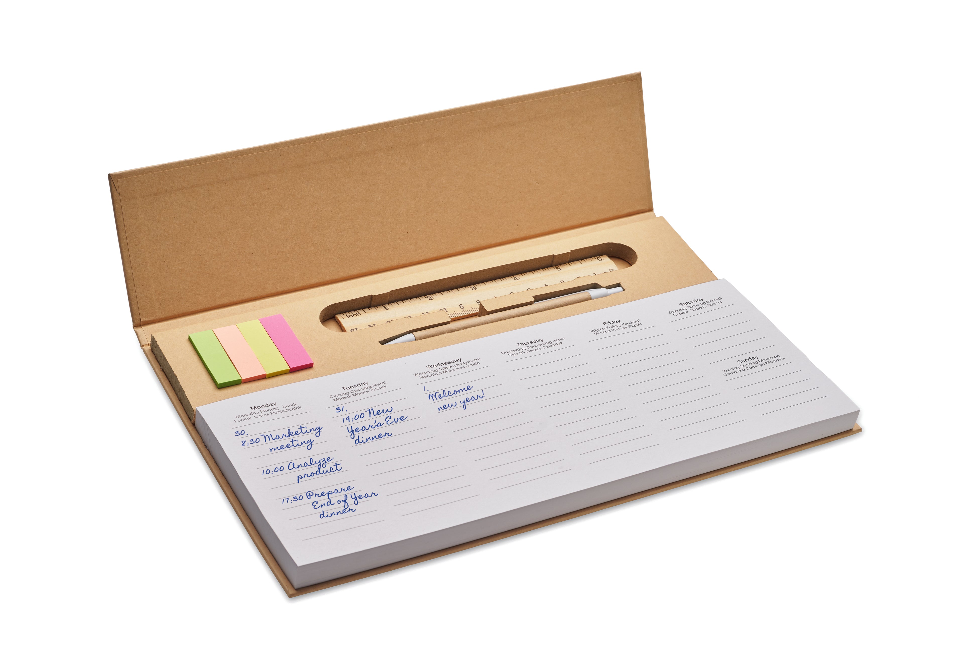 MEMWEEK Weekly Desktop Planner with Pen and Ruler