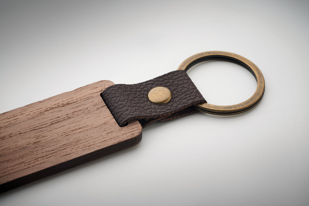NAWKEY Walnut and PU Leather Keyring