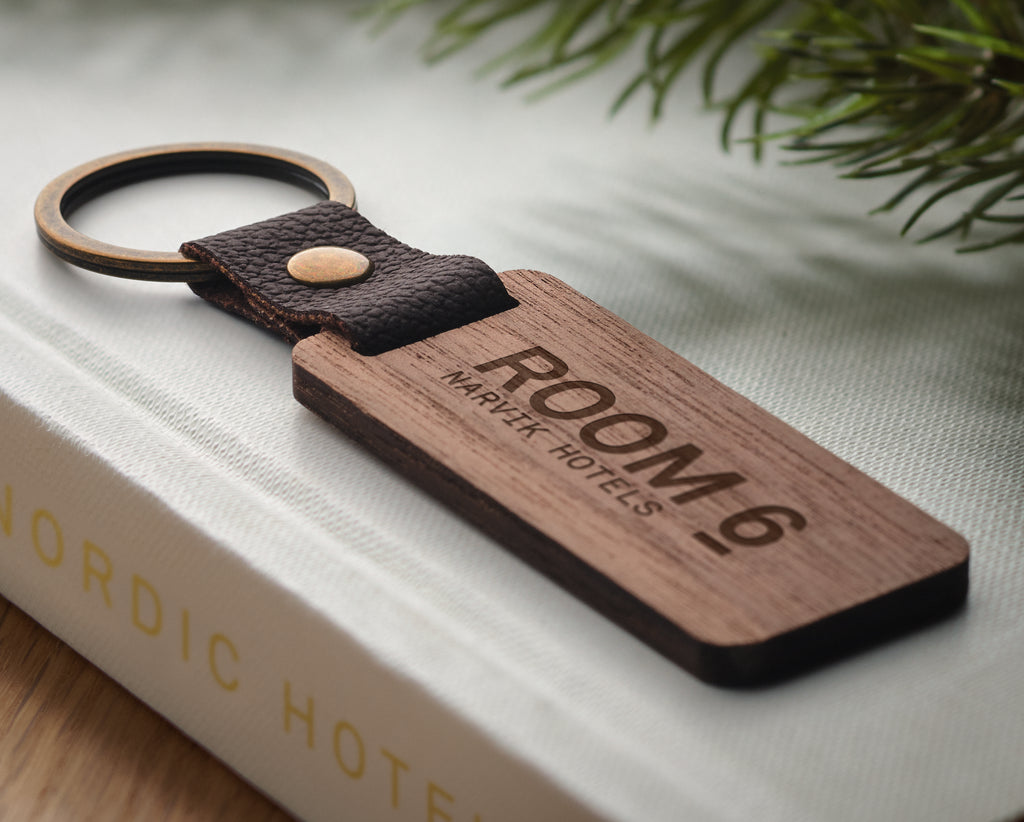 NAWKEY Walnut and PU Leather Keyring