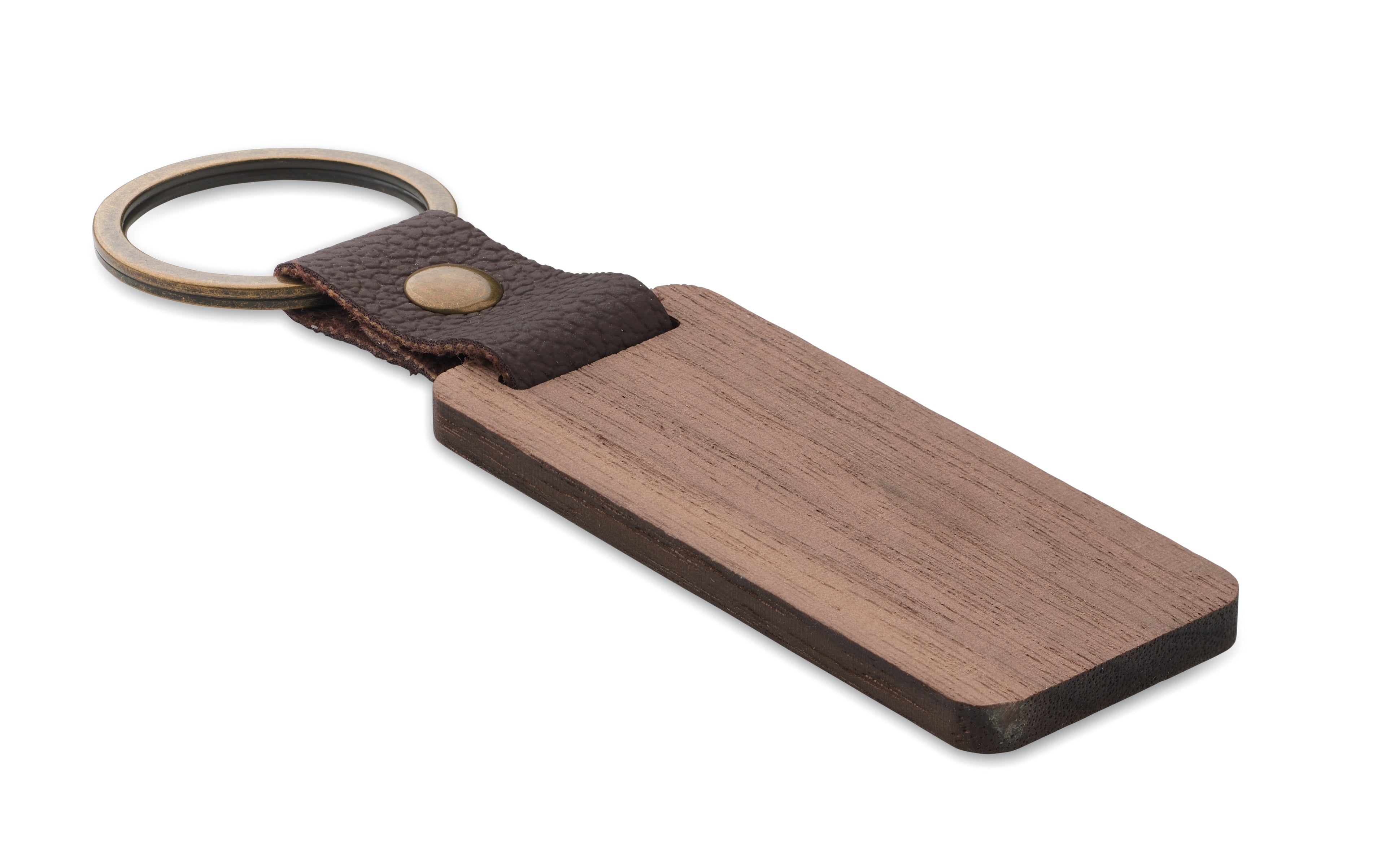 NAWKEY Walnut and PU Leather Keyring