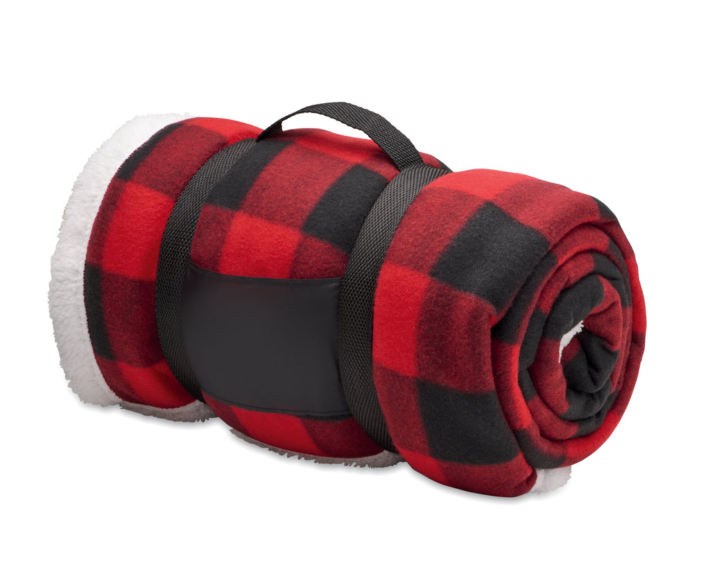 Shermatt RPET Sherpa Fleece Blanket with Handle