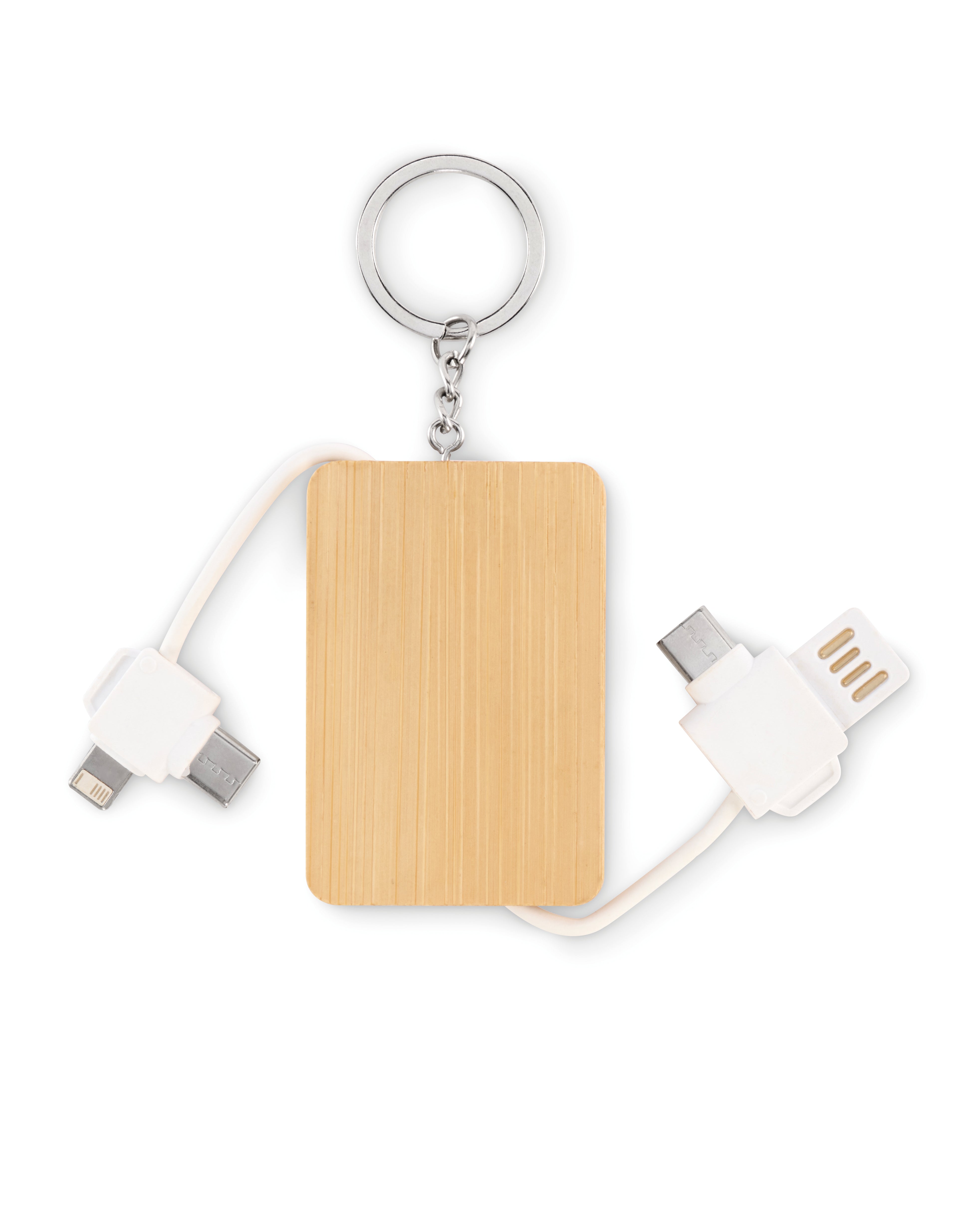 BUPOW Bamboo Key Ring Charging Cable