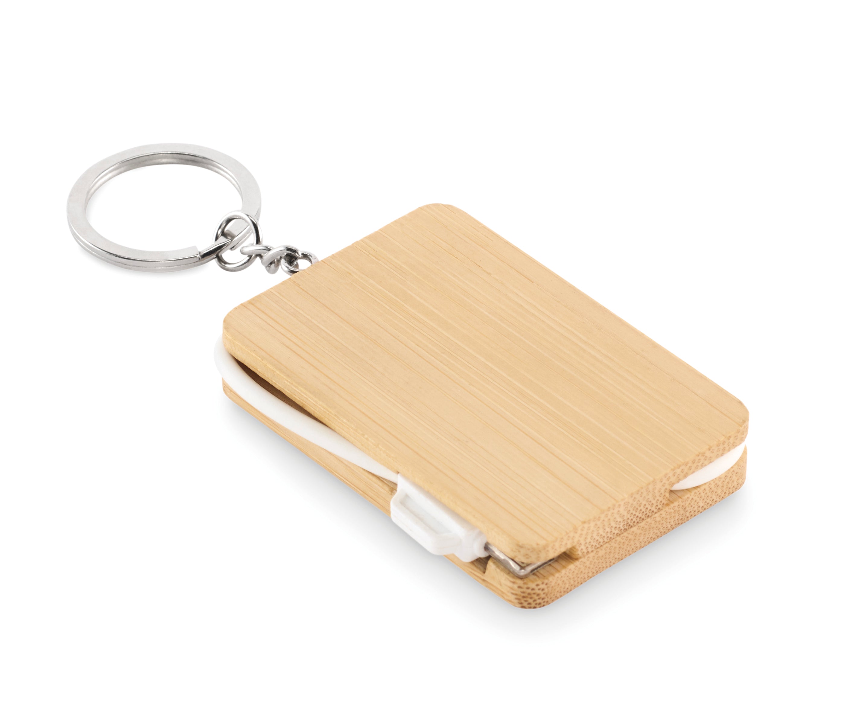 BUPOW Bamboo Key Ring Charging Cable