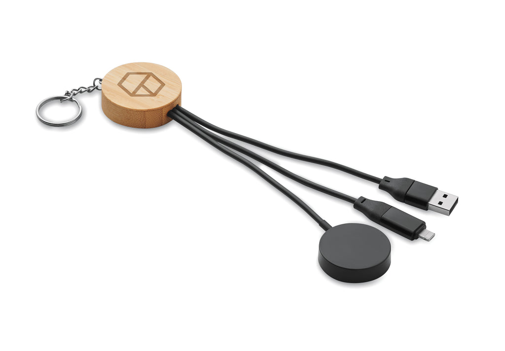 BULE Bamboo 4-in-1 Charging Cable Keyring