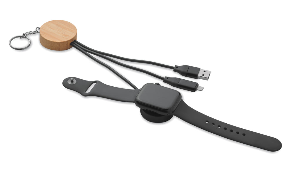 BULE Bamboo 4-in-1 Charging Cable Keyring