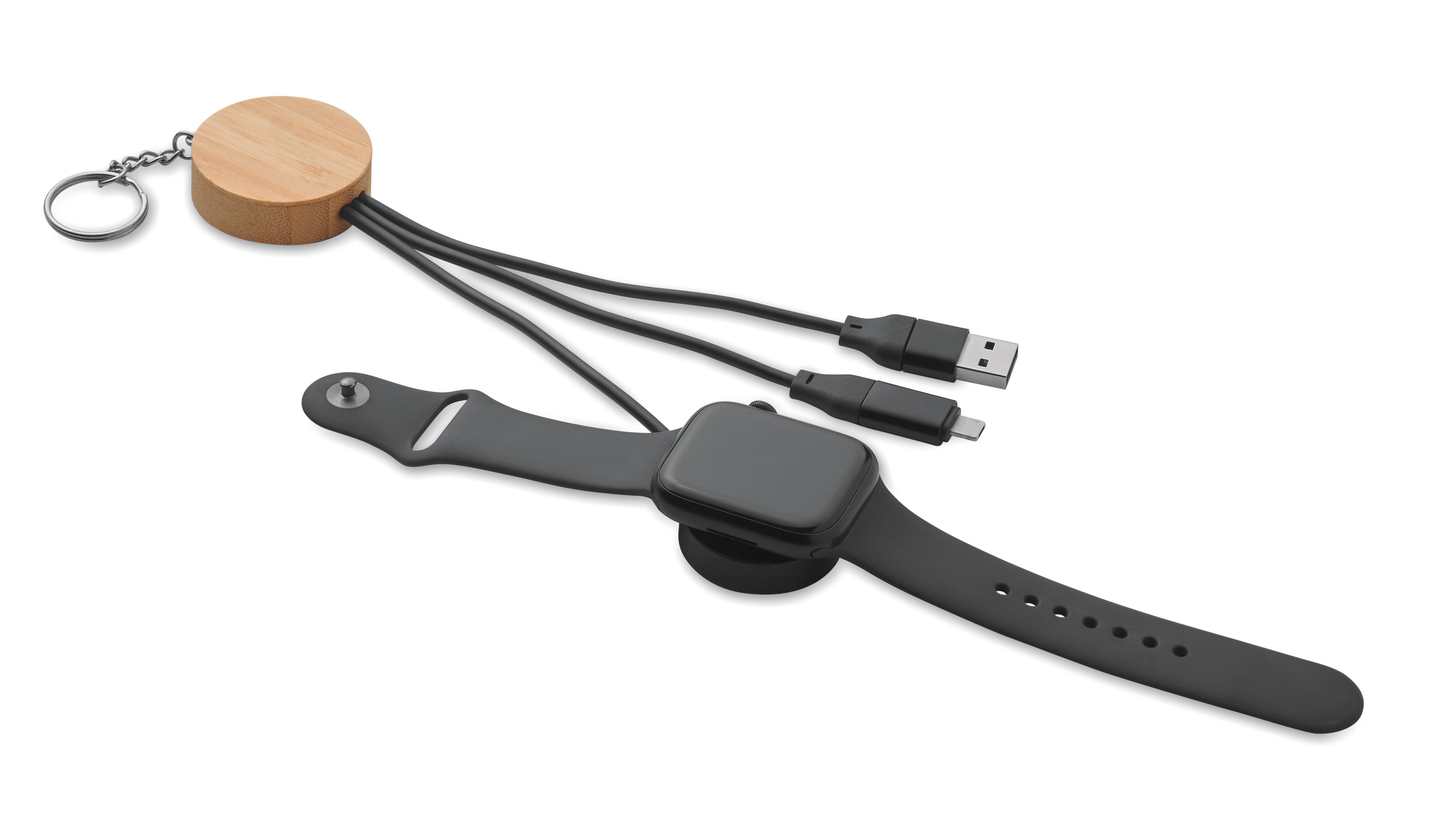BULE Bamboo 4-in-1 Charging Cable Keyring