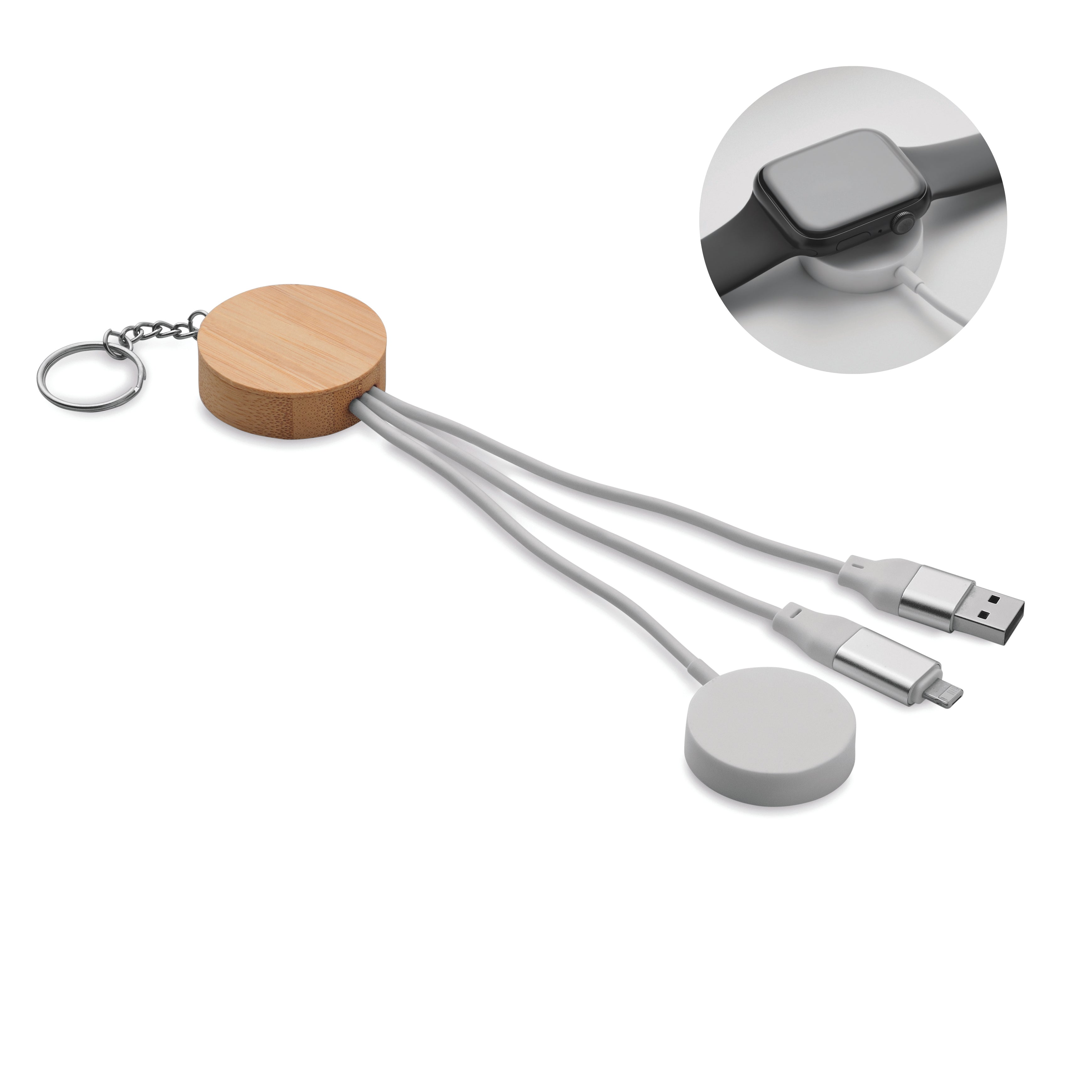 BULE Bamboo 4-in-1 Charging Cable Keyring