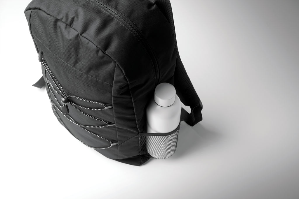 HIGE 600D RPET Polyester Backpack with Mesh Pockets