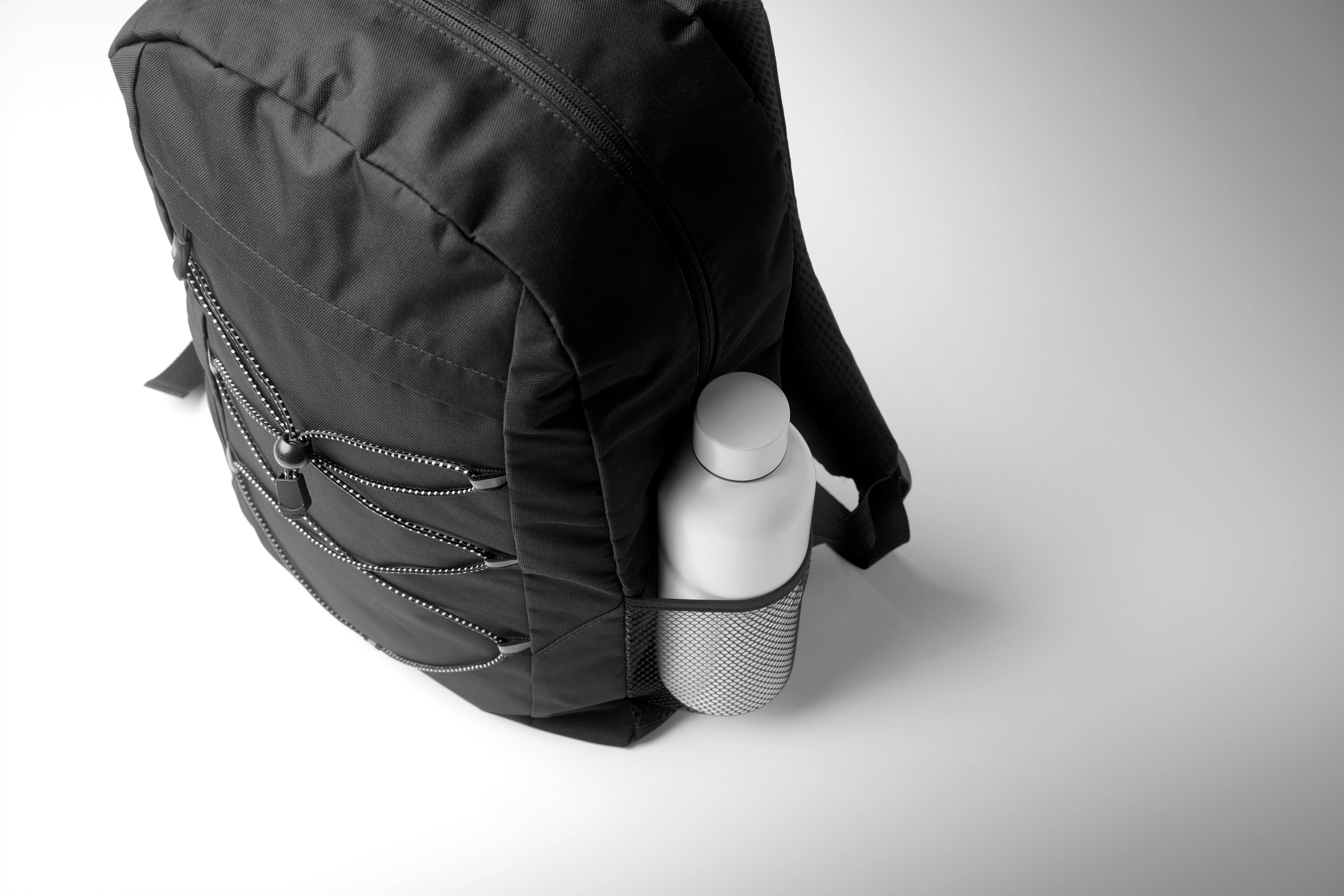 HIGE 600D RPET Polyester Backpack with Mesh Pockets