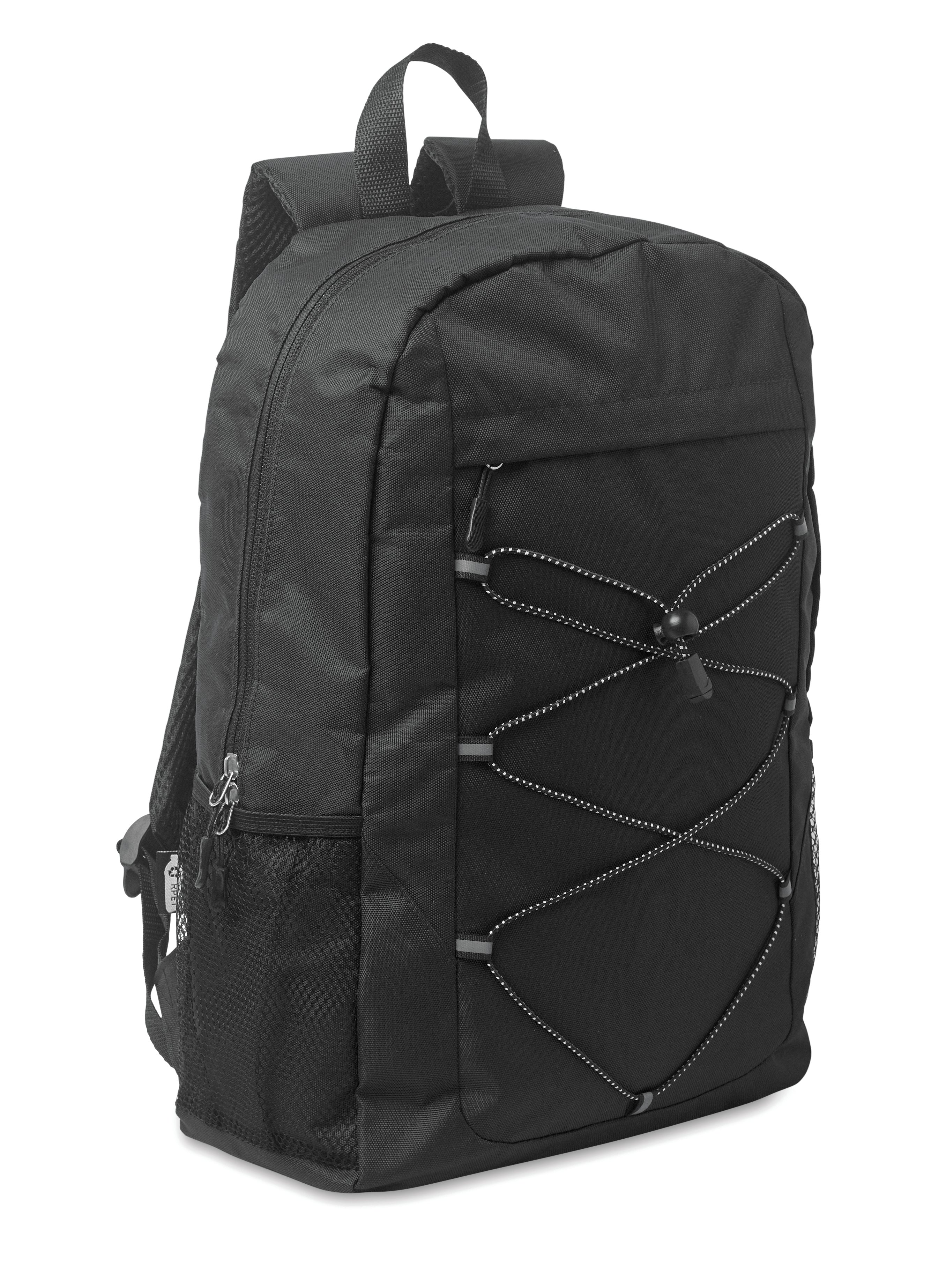 HIGE 600D RPET Polyester Backpack with Mesh Pockets